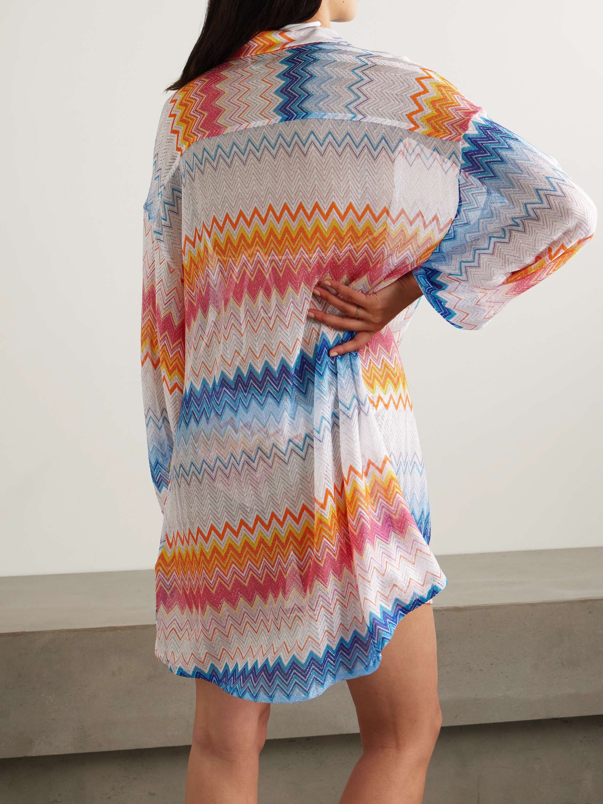 Mare oversized striped metallic crochet-knit shirt view