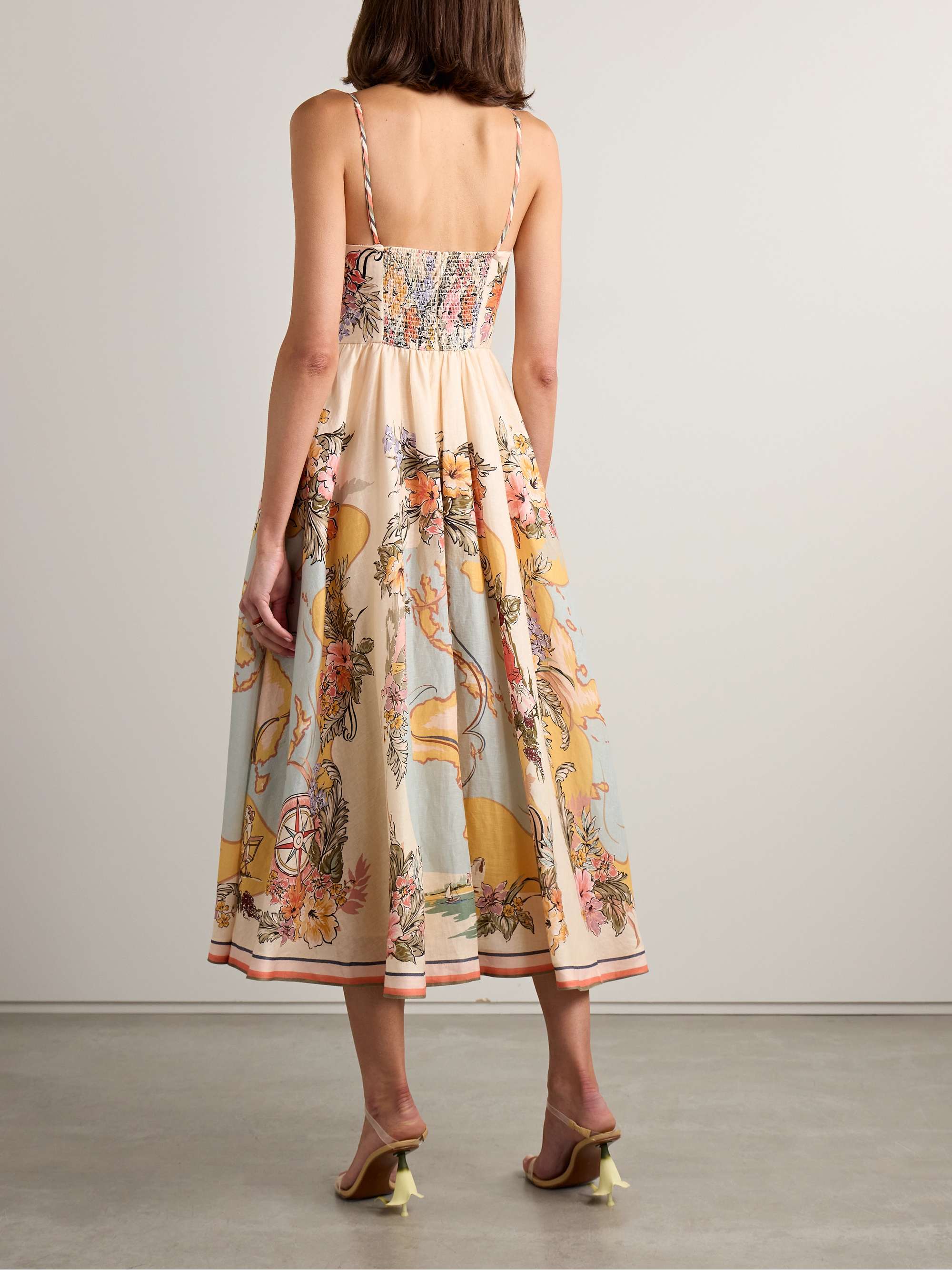 Tallow pleated printed linen midi dress view