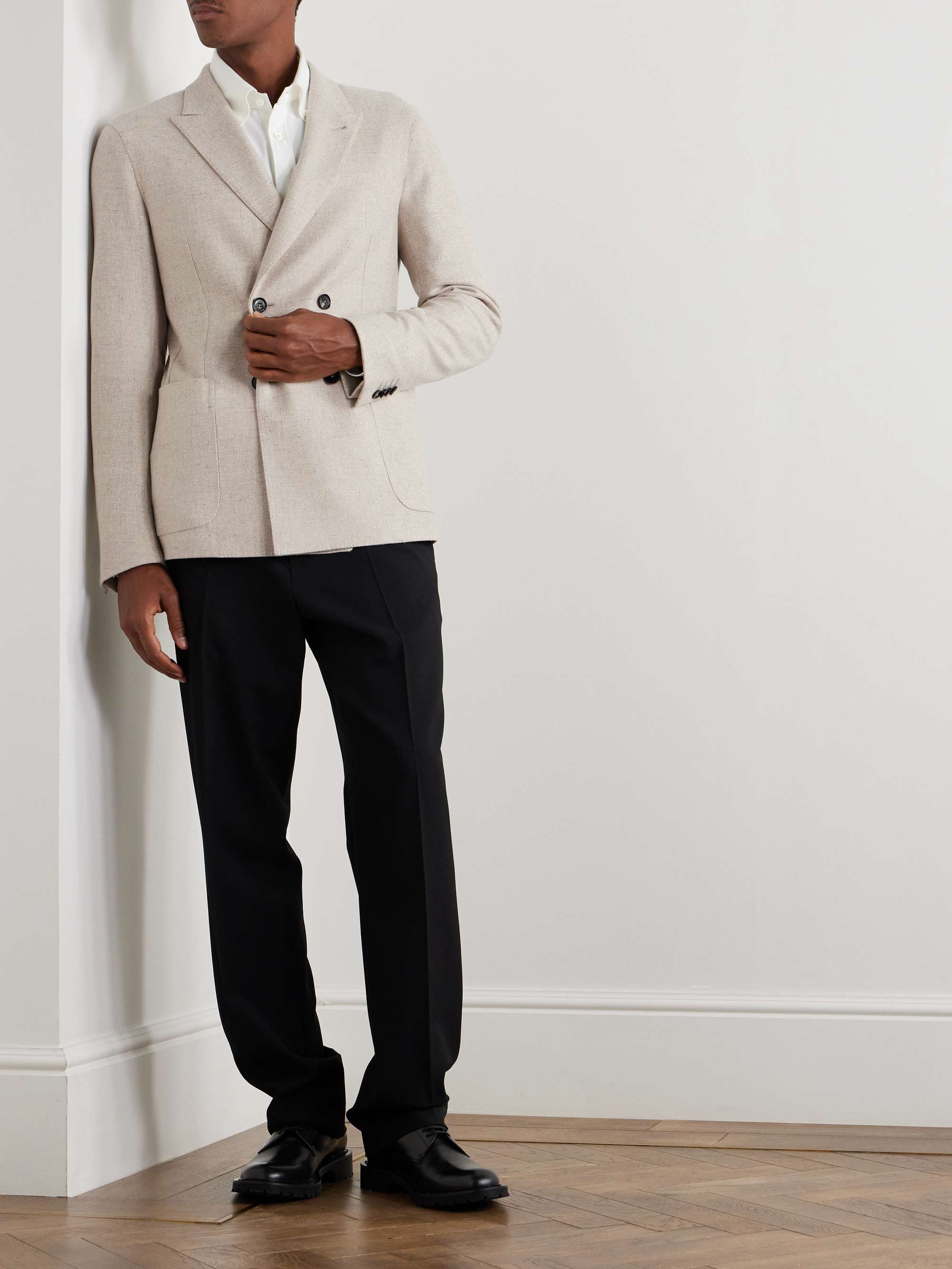 Unstructured Double-Breasted Wool and Cashmere-Blend Blazer view