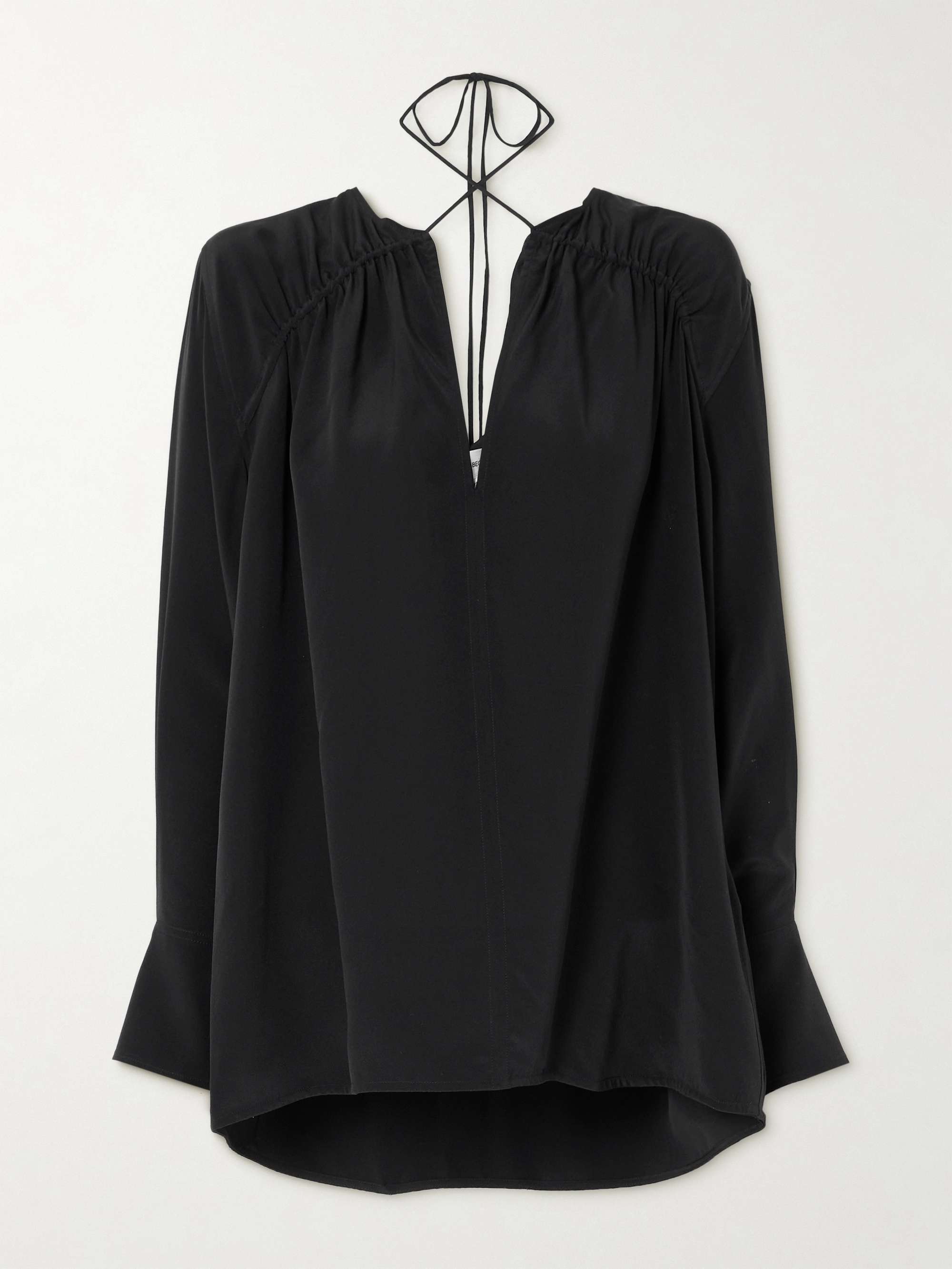 Gathered silk-voile blouse view