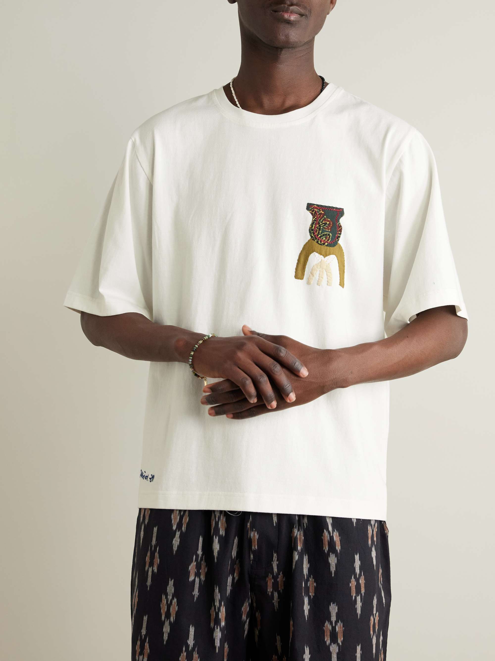 Appliquéd Embroidered Cotton-Jersey T-Shirt view