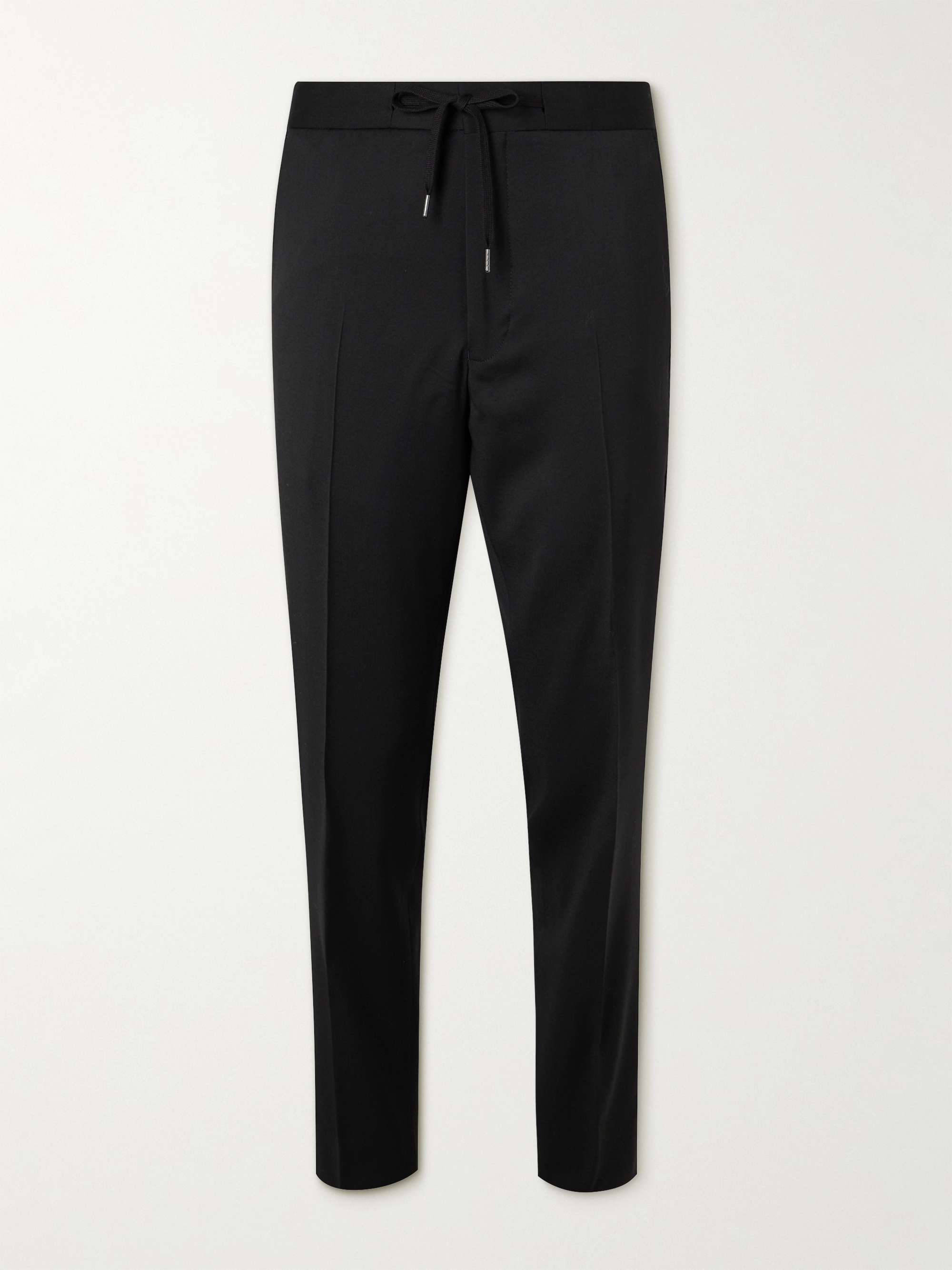 Tapered Grosgrain-Trimmed Wool Drawstring Tuxedo Trousers view
