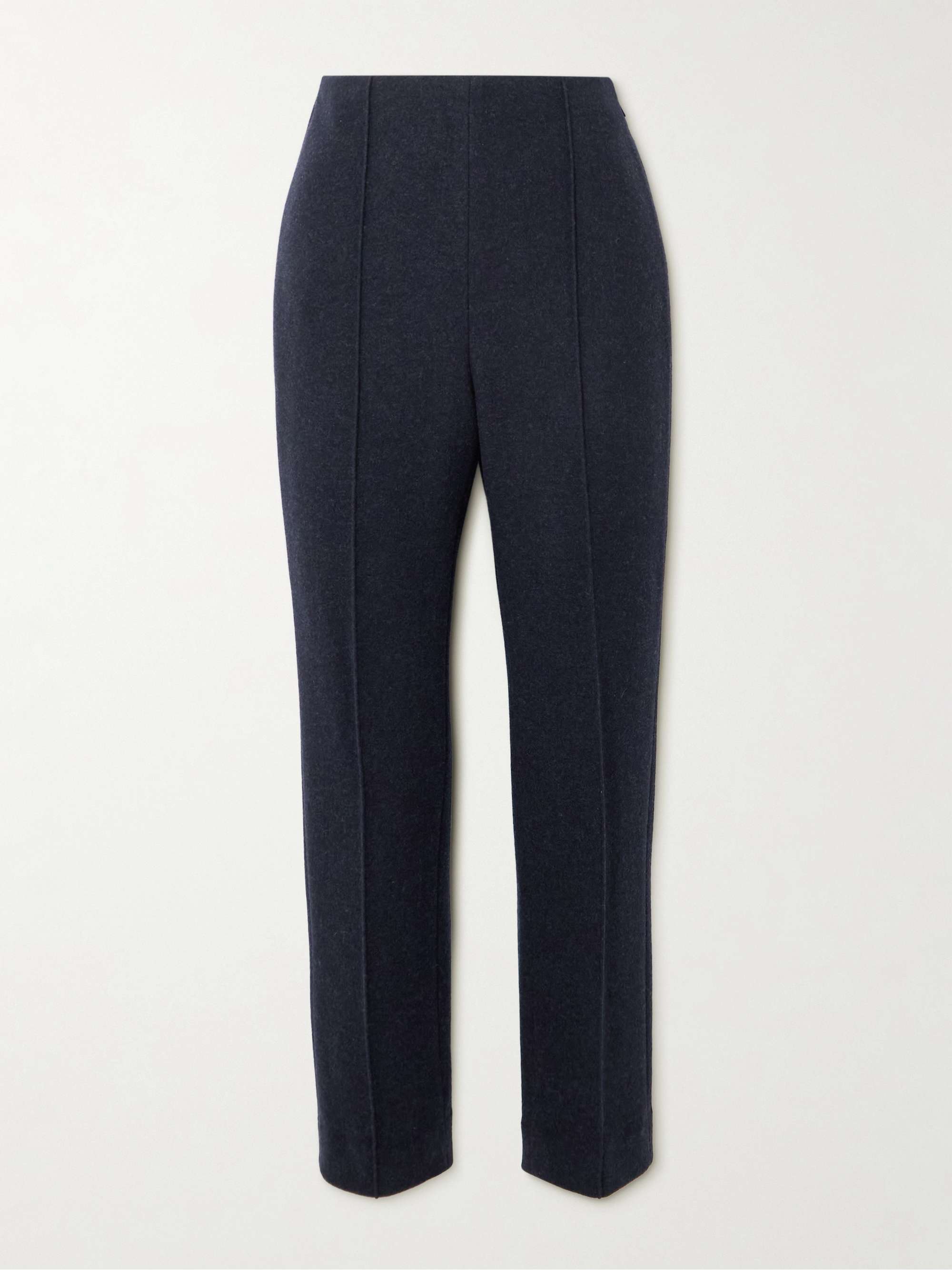 Cropped pleated cashmere-blend skinny pants view