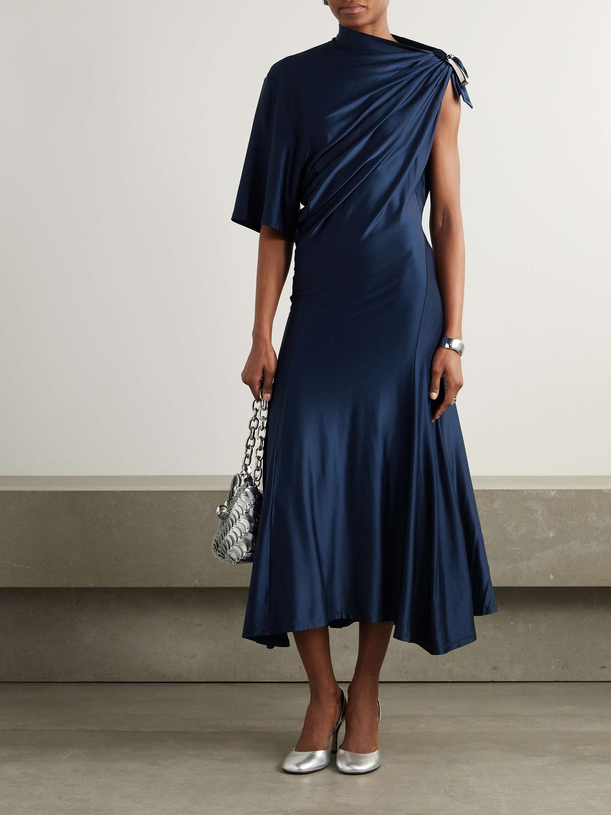 Embellished satin midi dress view