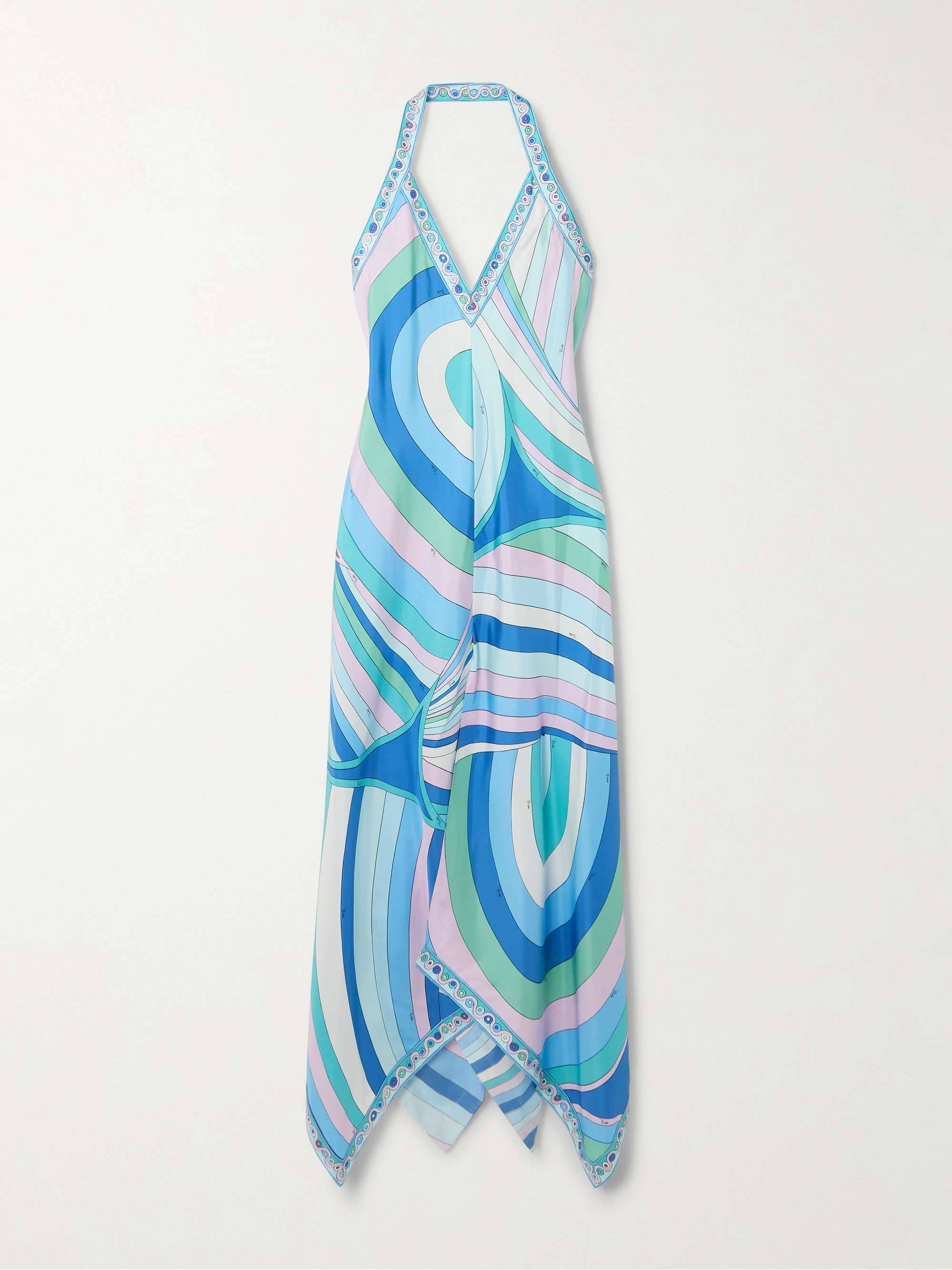 Printed silk-twill halterneck maxi dress view