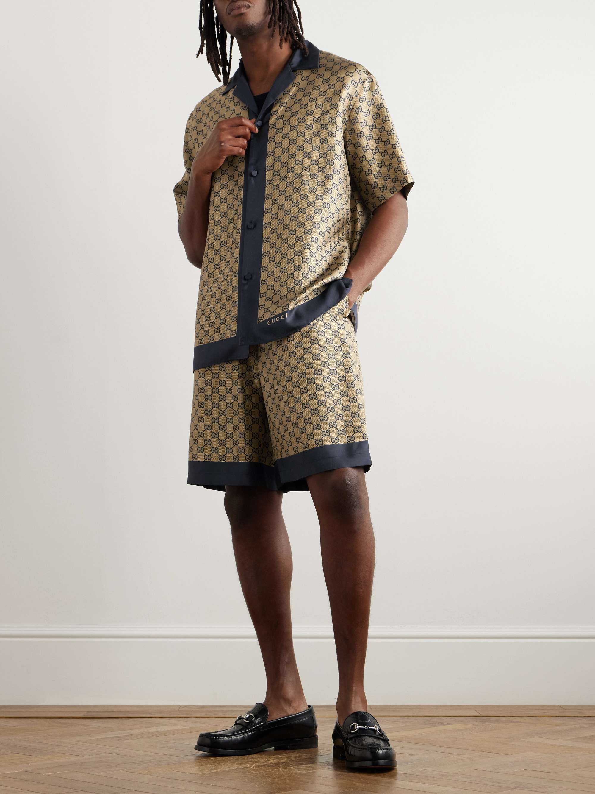Camp-Collar Silk-Jacquard Shirt view