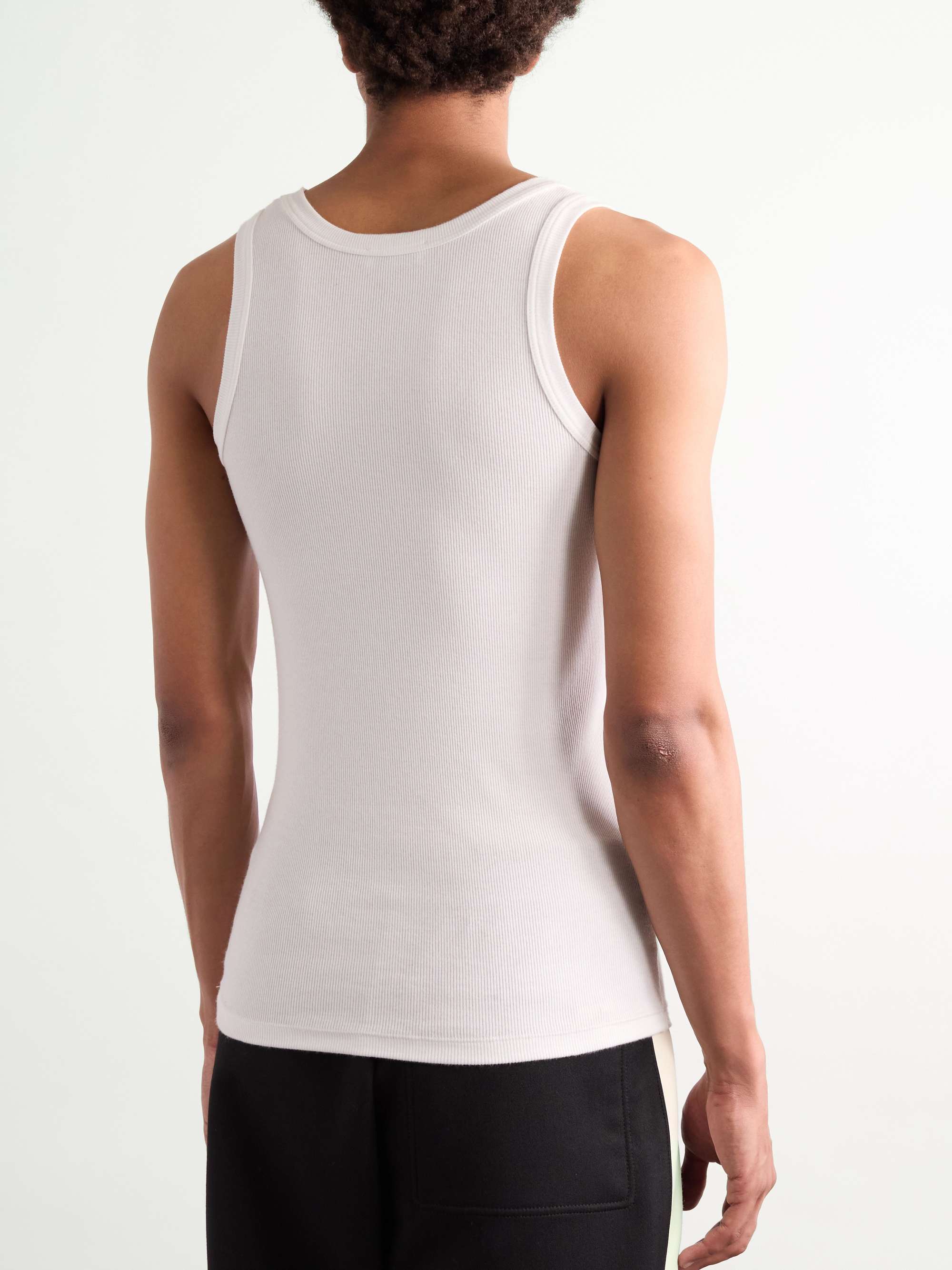 Slim-Fit Logo-Embroidered Ribbed Stretch-Cotton Tank view