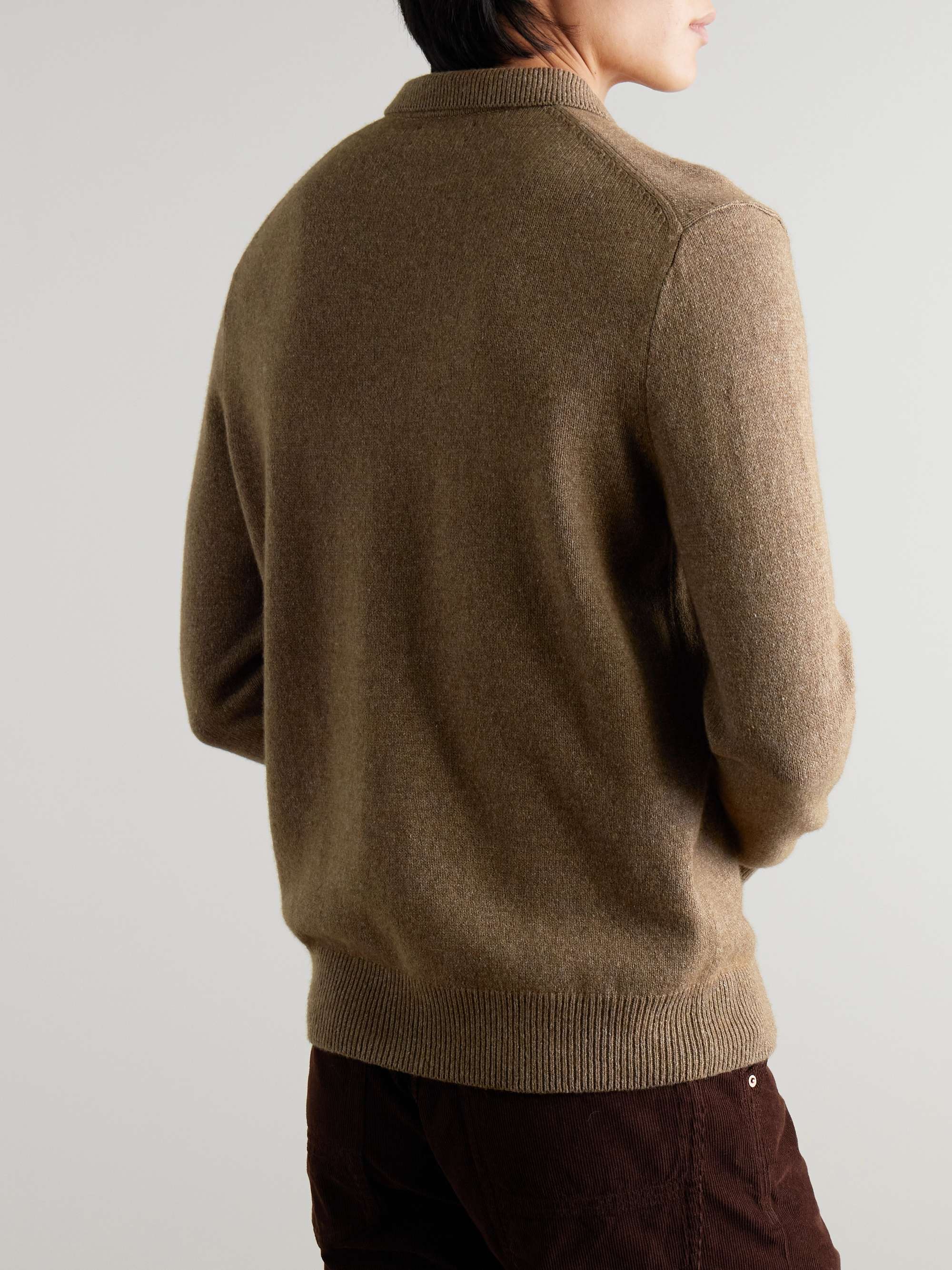 Wool and Cotton-Blend Polo Sweater view