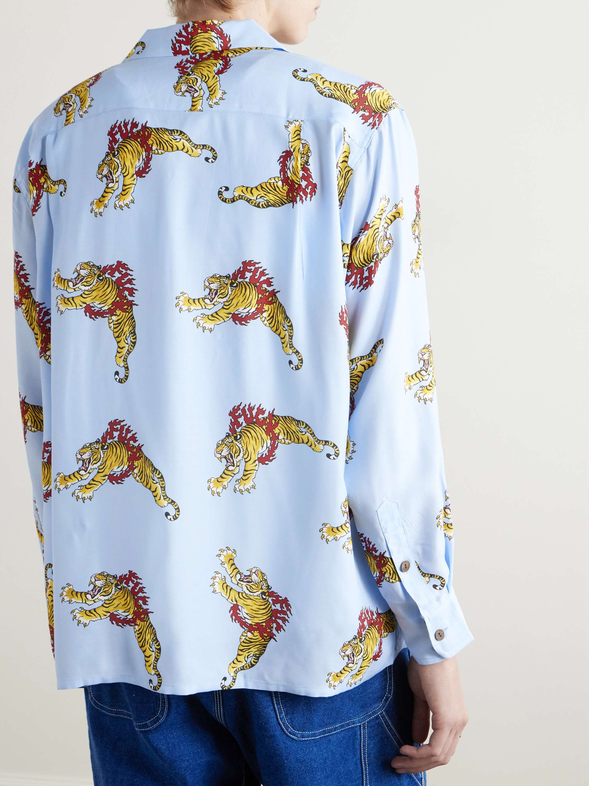 + Tim Lehi Convertible-Collar Printed Matte-Satin Shirt view