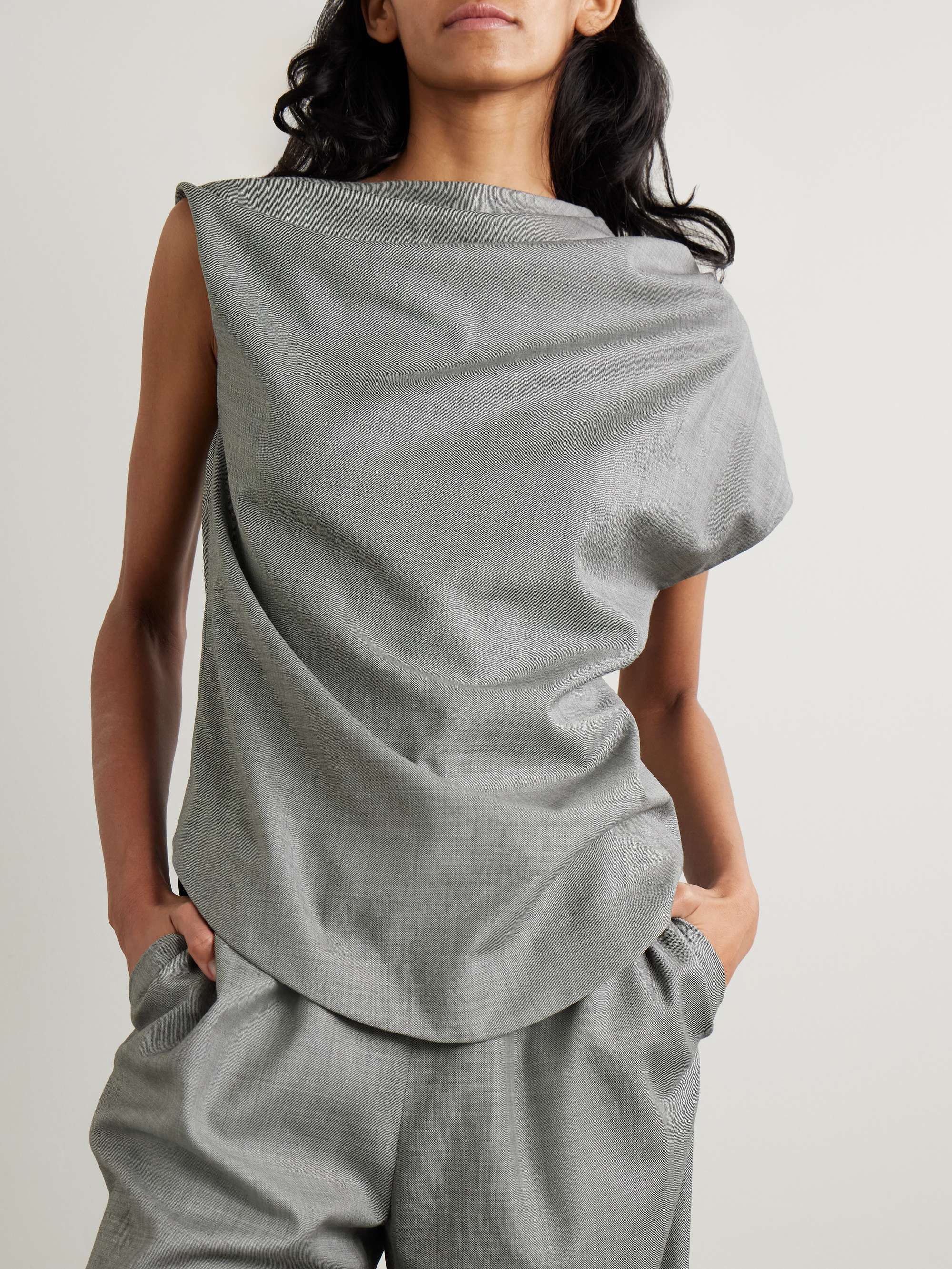 Lyra draped wool-twill blouse view