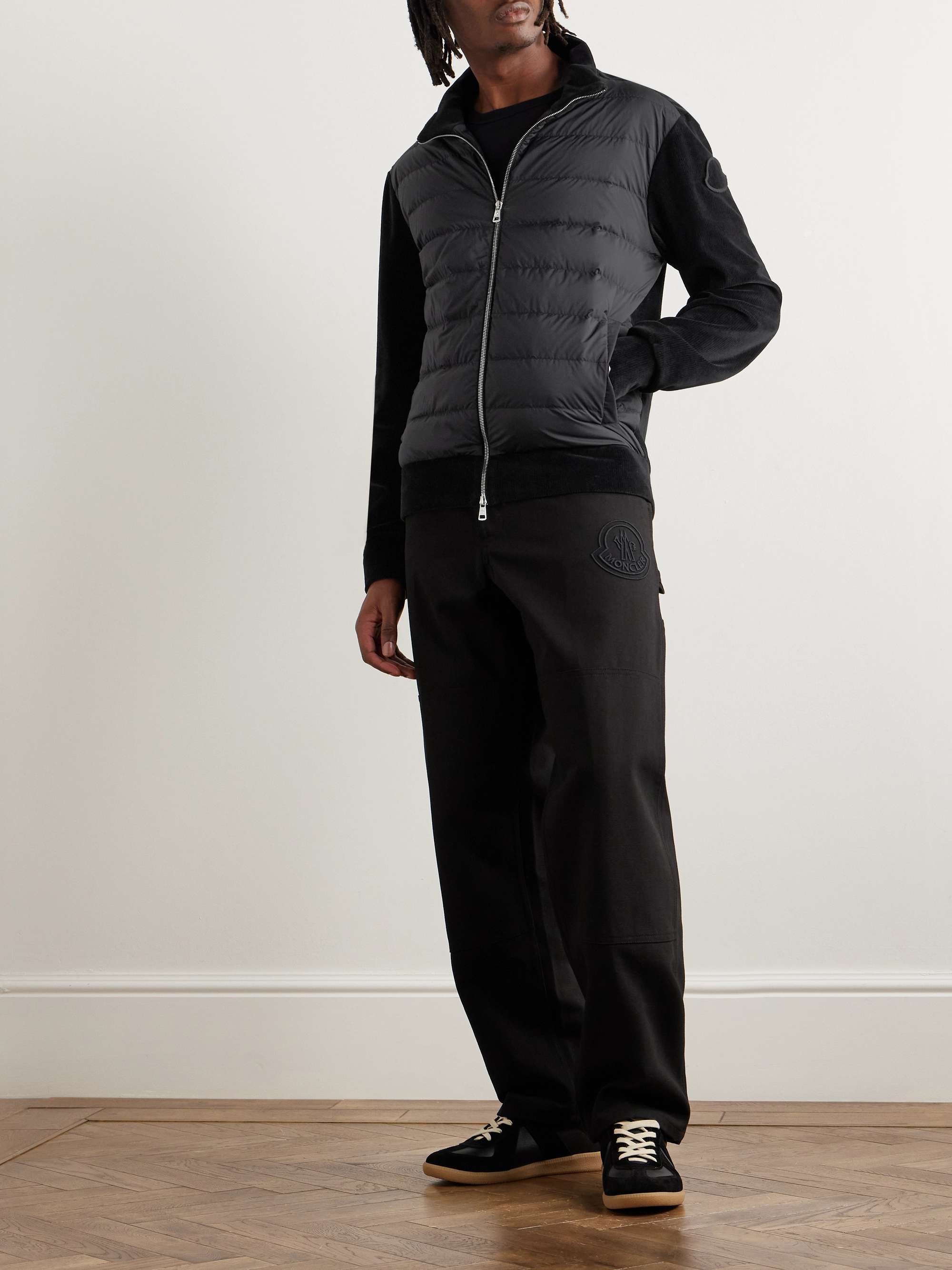 Ribbed Cotton-Blend Chenille and Quilted Shell Down Zip-Up Cardigan view