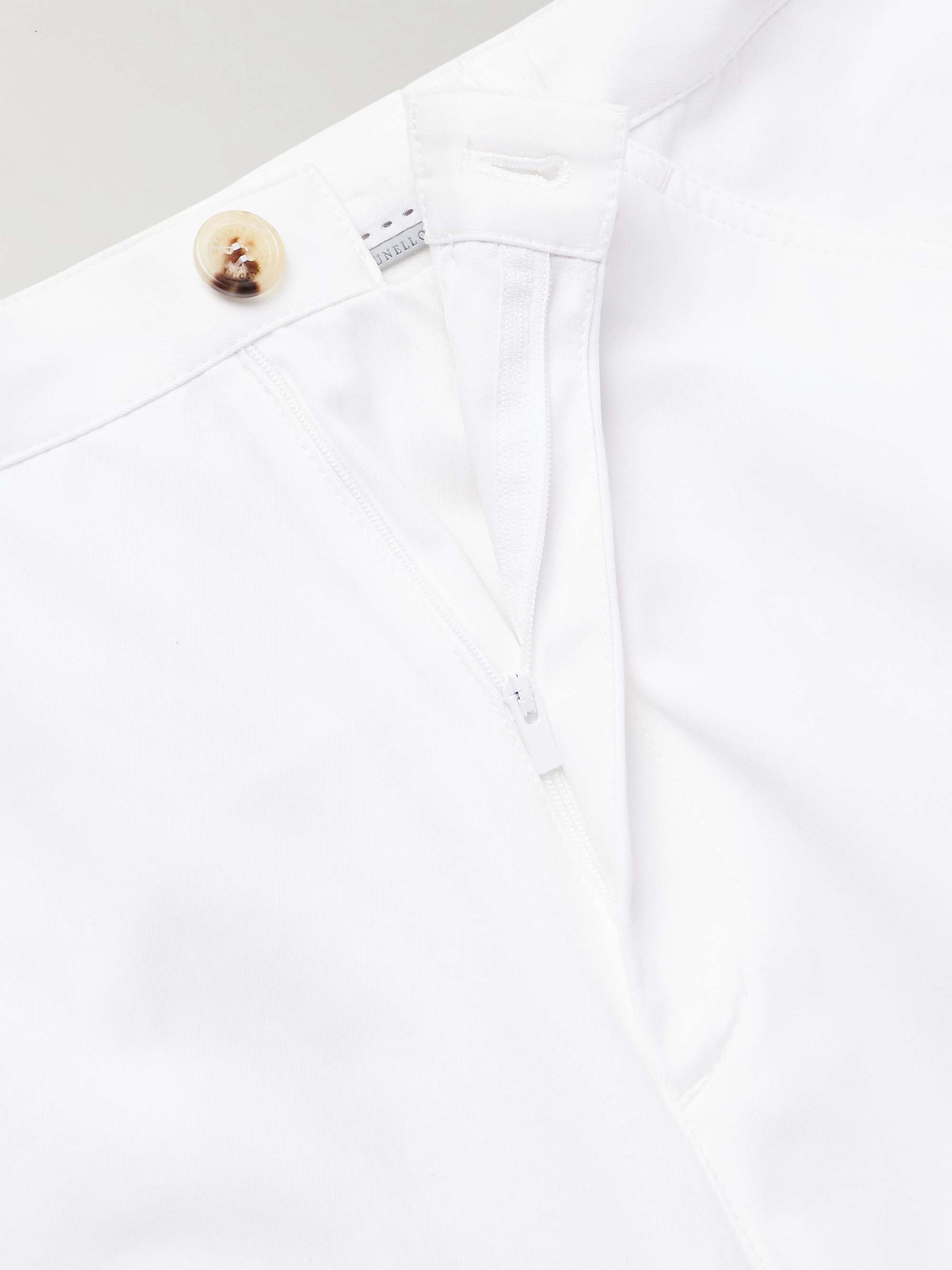 Straight-Leg Pleated Cotton Trousers view