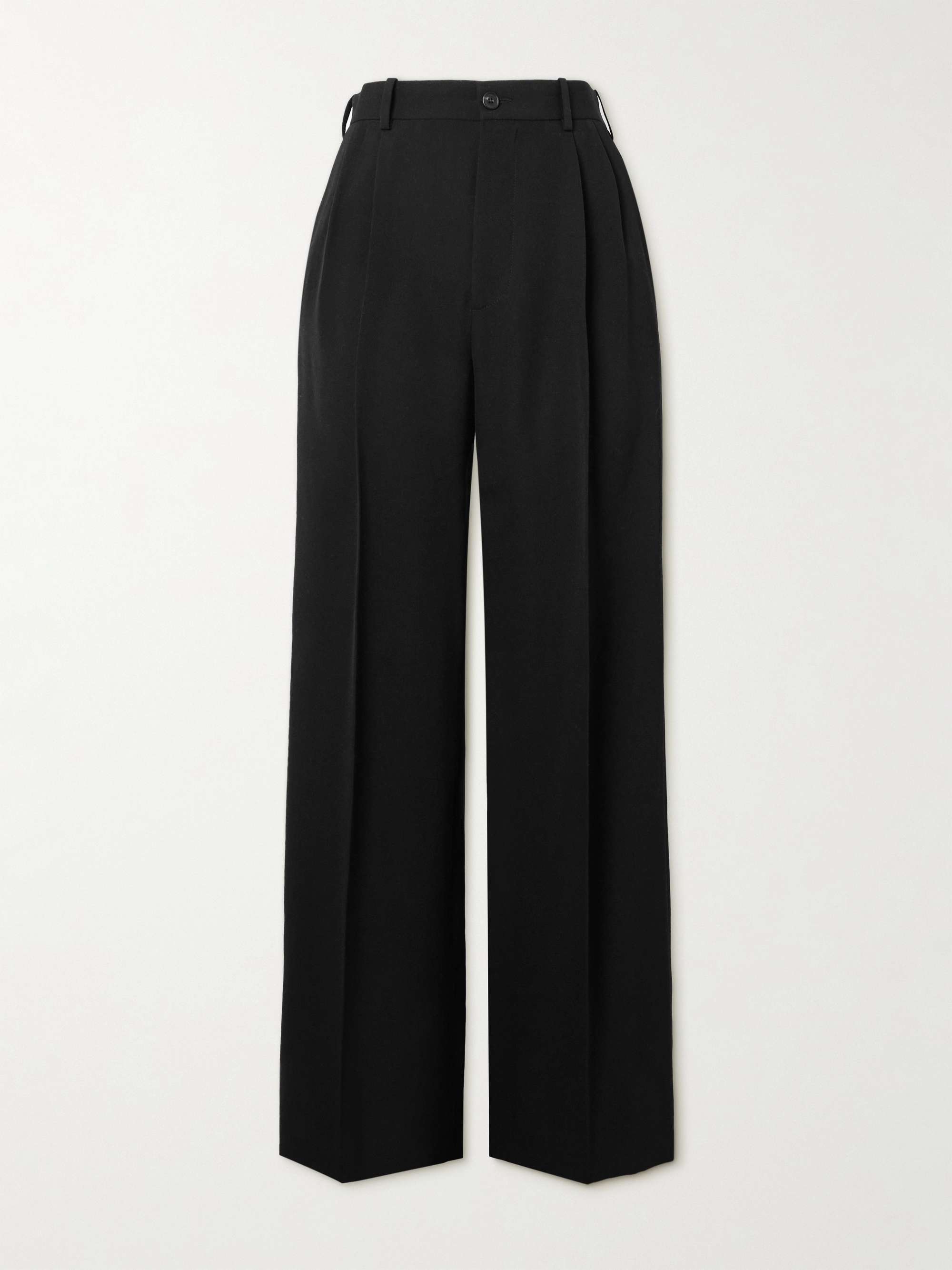 Holl Wide-Leg Pleated Grain de Poudre Wool Trousers view