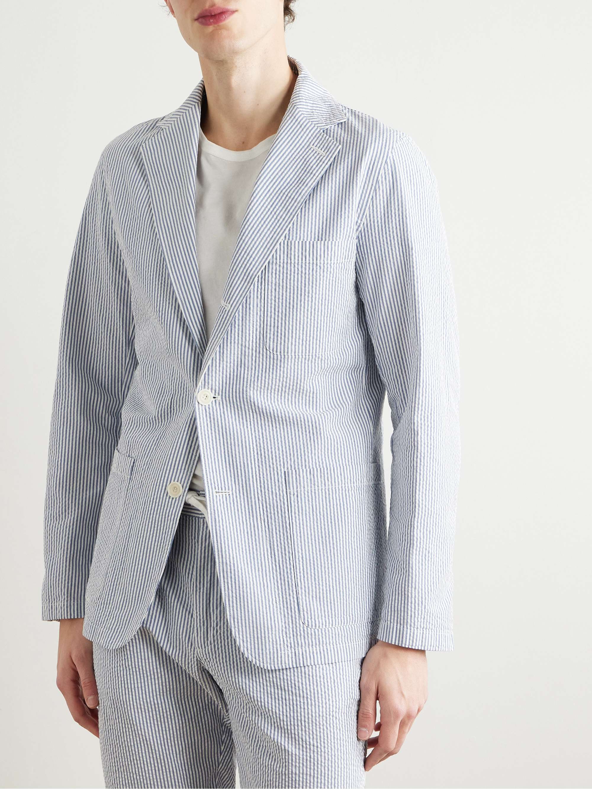 Jobby Unstructured Striped Cotton-Seersucker Blazer view
