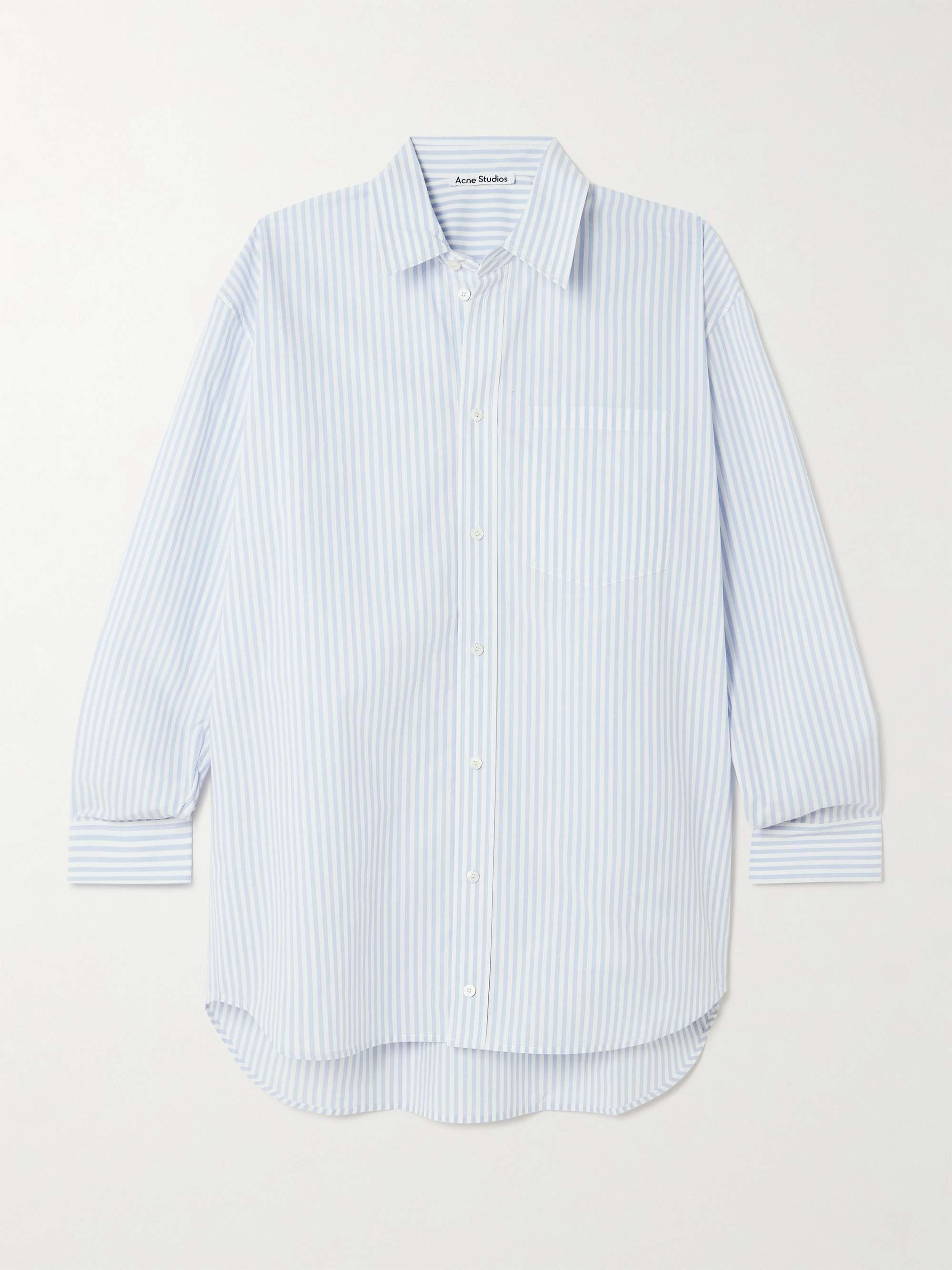 Printed striped cotton-poplin shirt view
