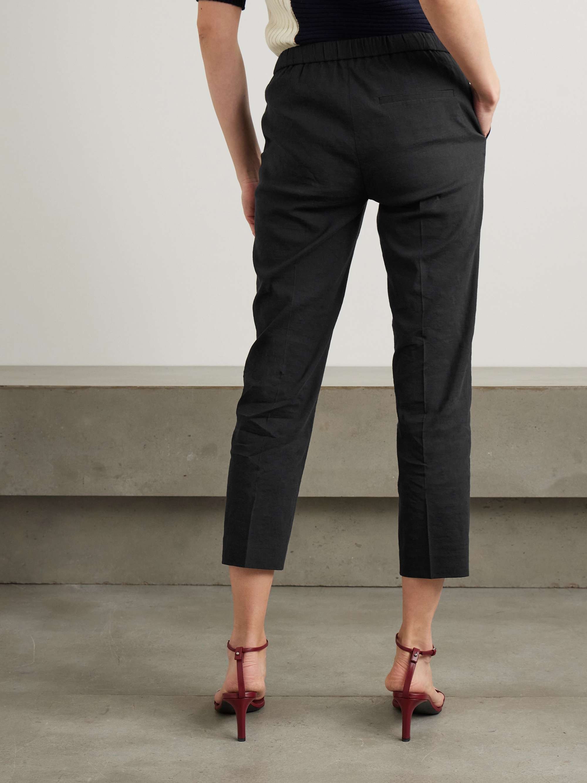 Treeca stretch linen-blend straight-leg pants view