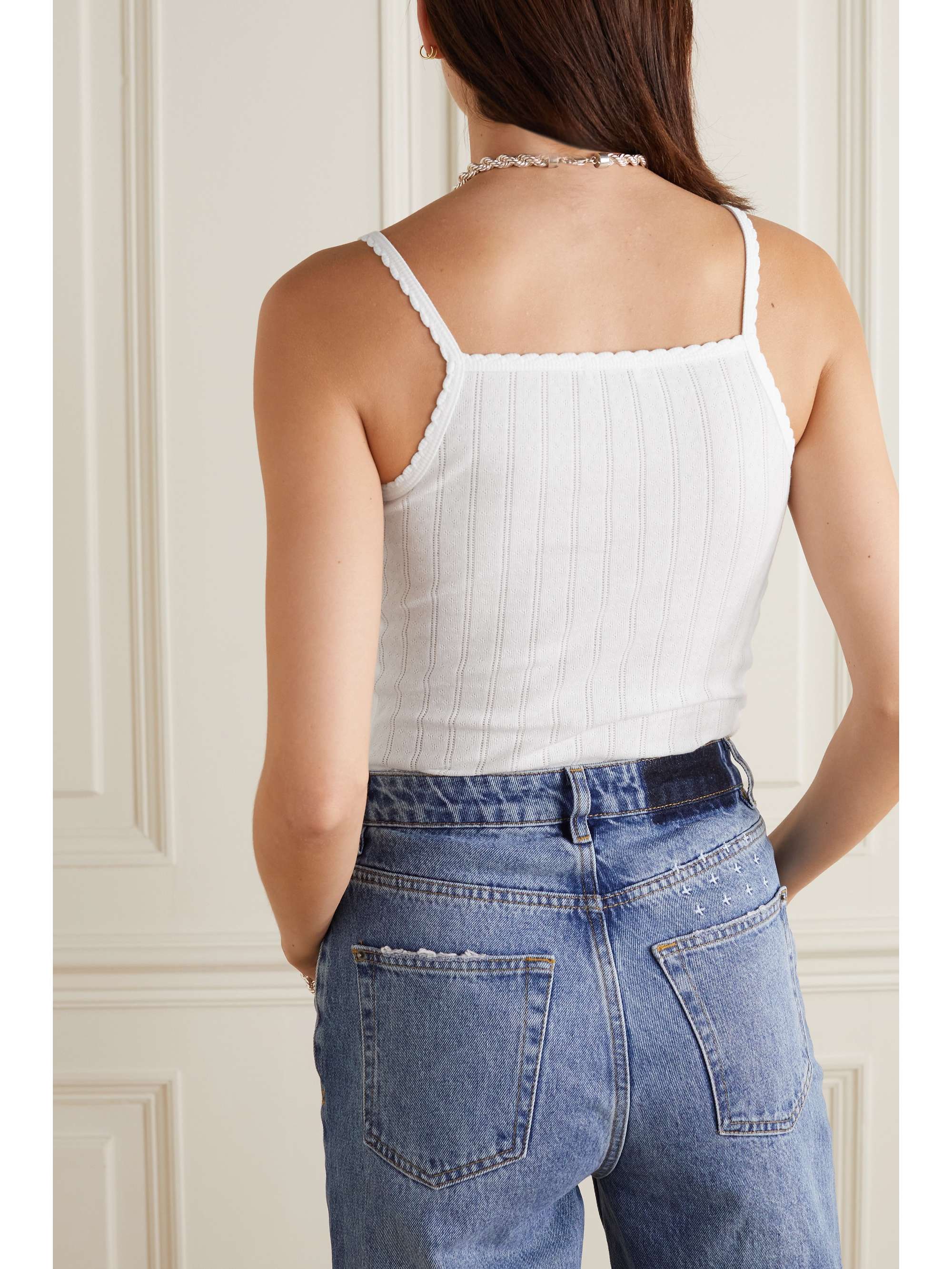 Pointelle-knit cotton-jersey tank view