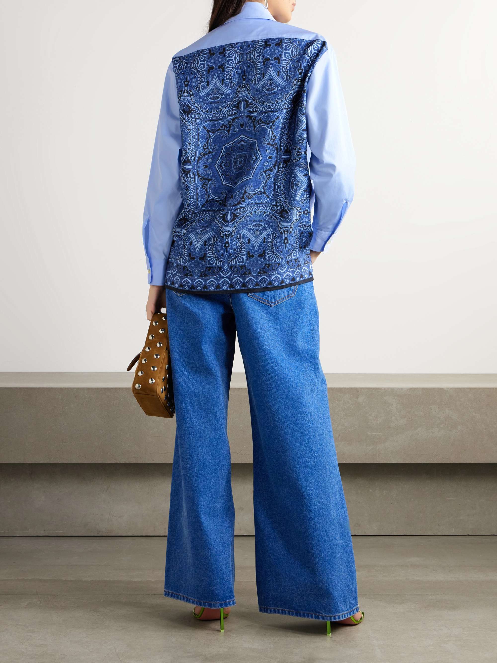 Paisley-print silk twill-and cotton-poplin shirt view