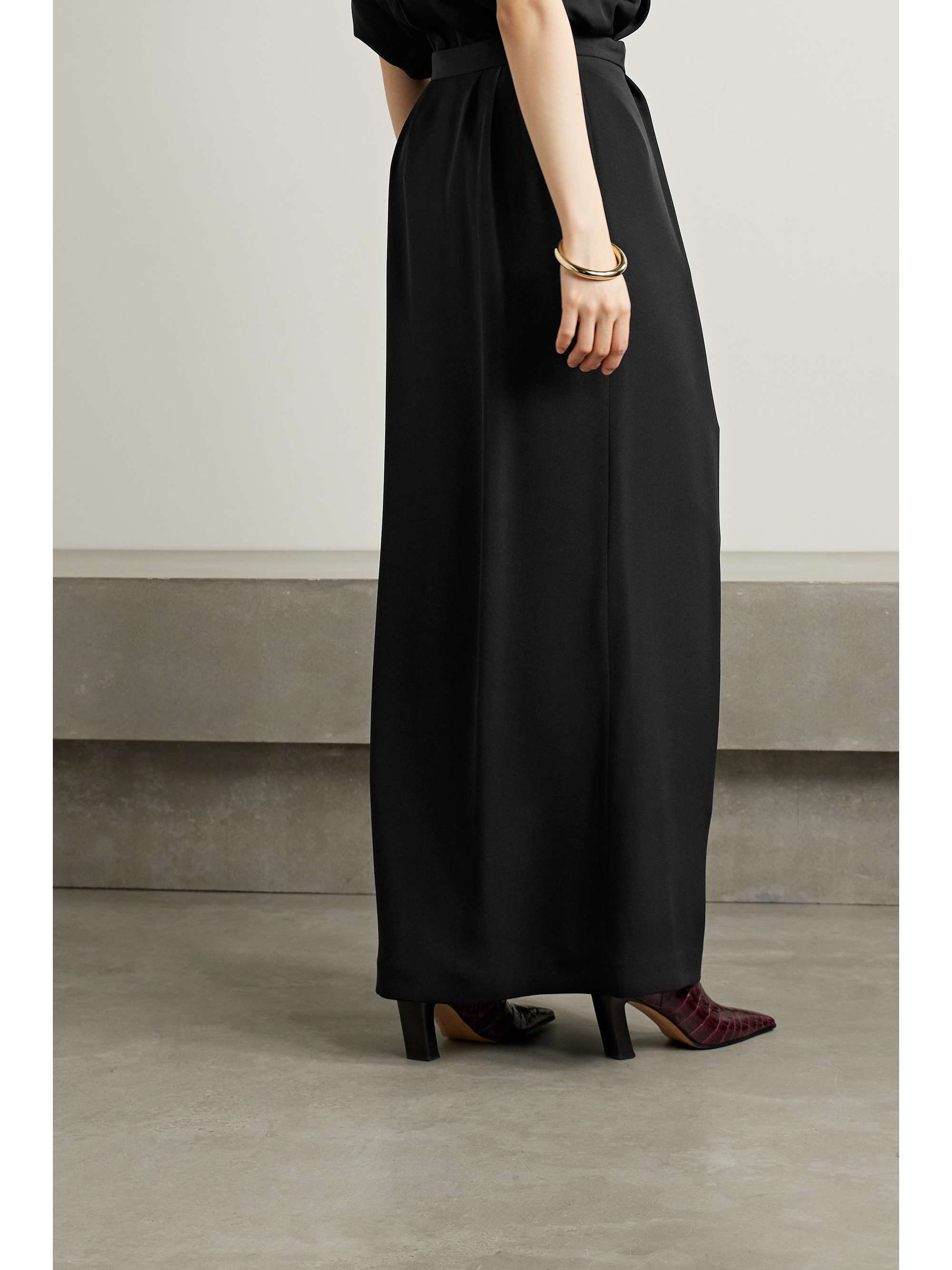 Athina pleated silk-cady maxi wrap skirt view