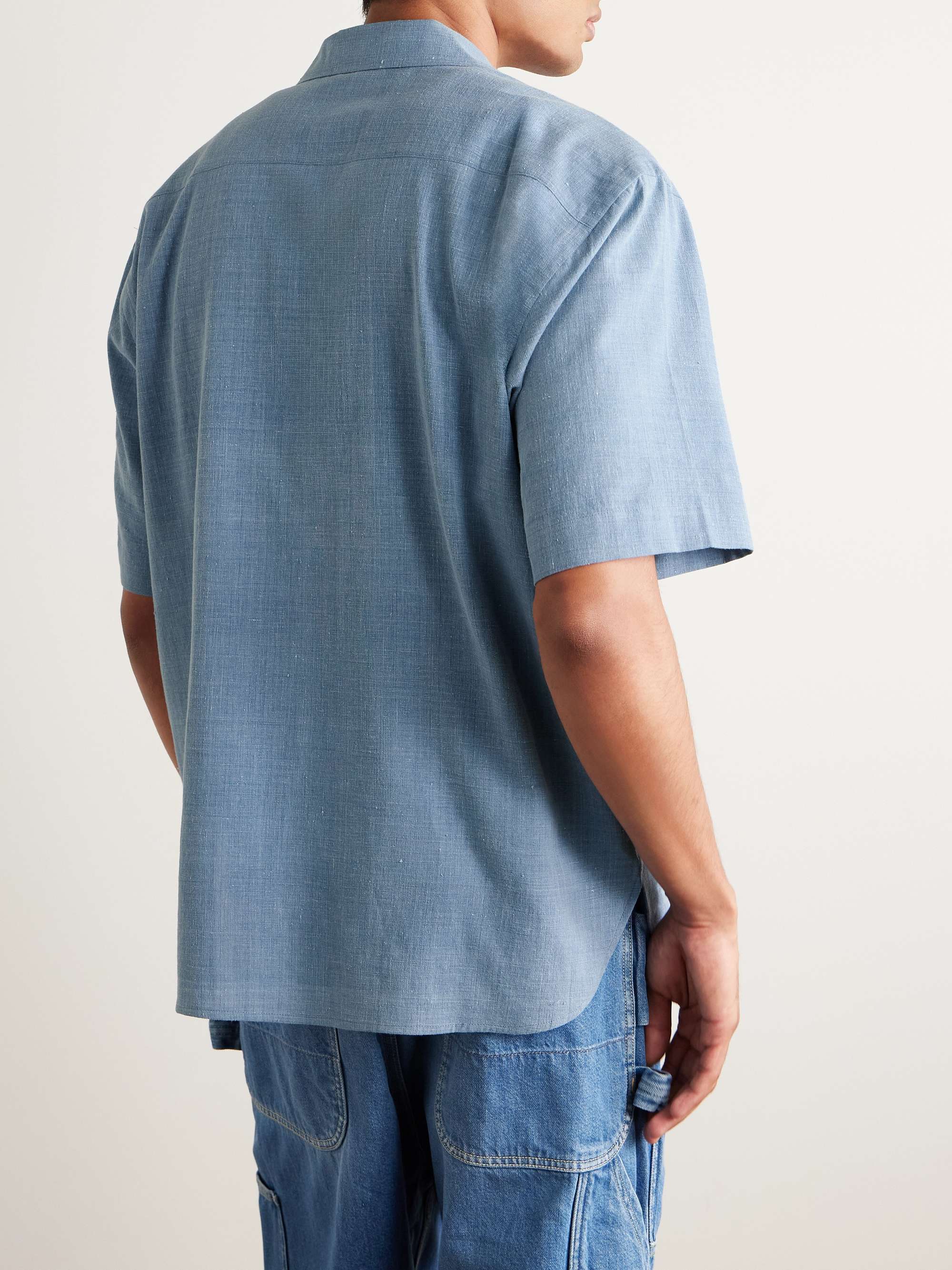 Ronen Convertible-Collar Appliquéd Embroidered Cotton-Khadi Shirt view
