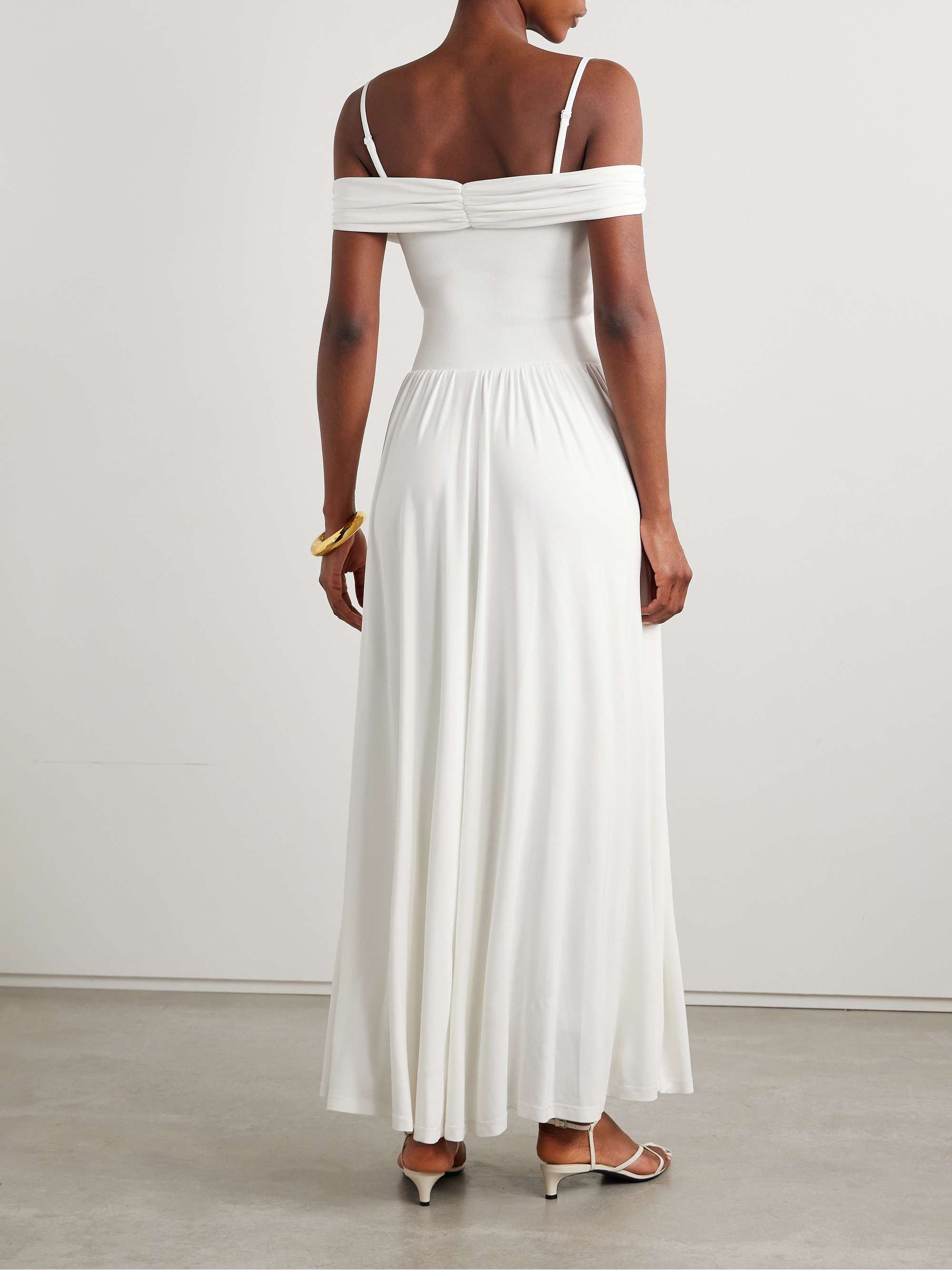 Amarantha cold-shoulder pleated stretch-jersey and knit gown view