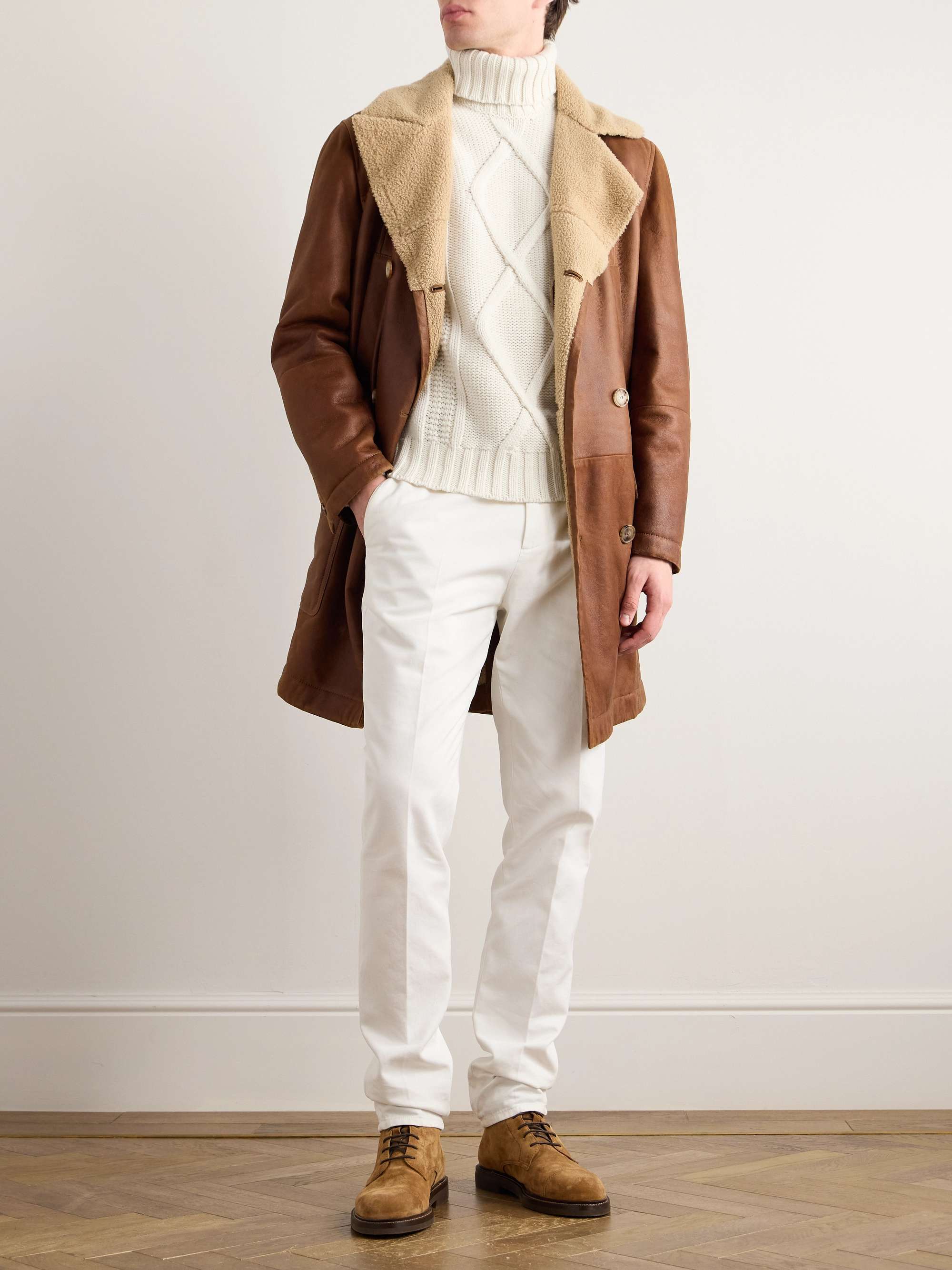 Cable-Knit Cashmere Rollneck Sweater view