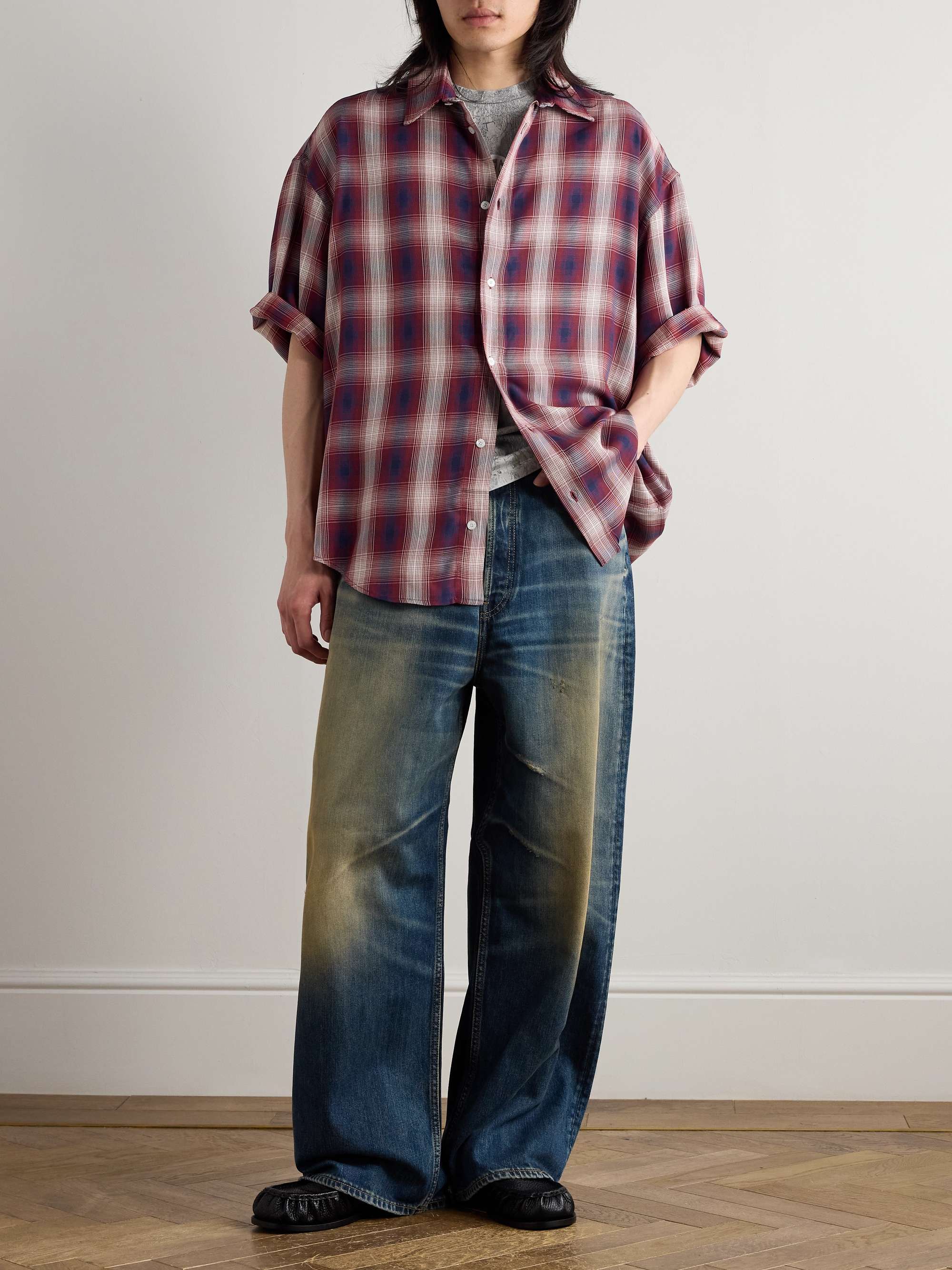 Oversized Checked Woven Shirt view