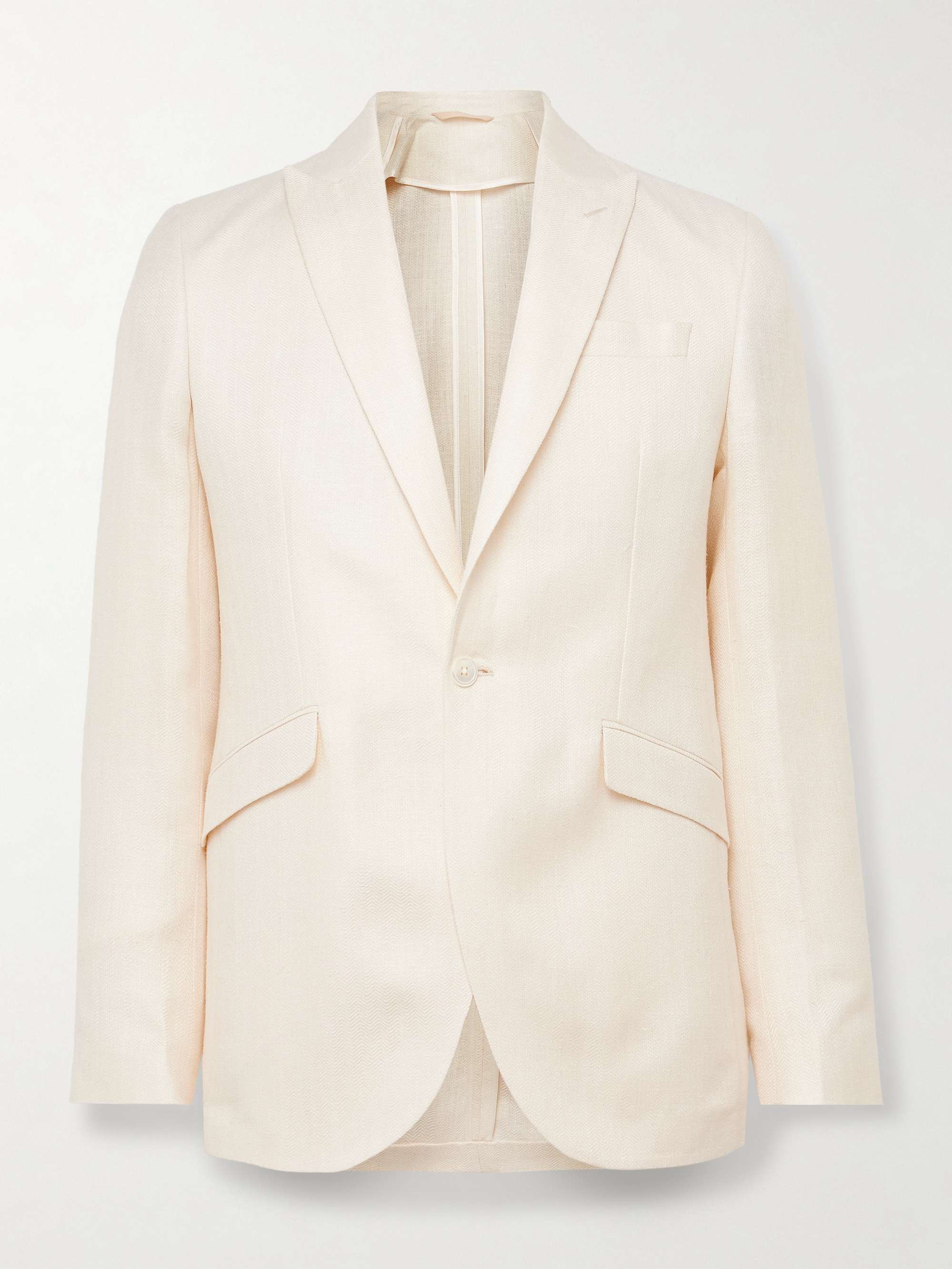 Slim-Fit Herringbone Linen and Silk-Blend Suit Jacket view