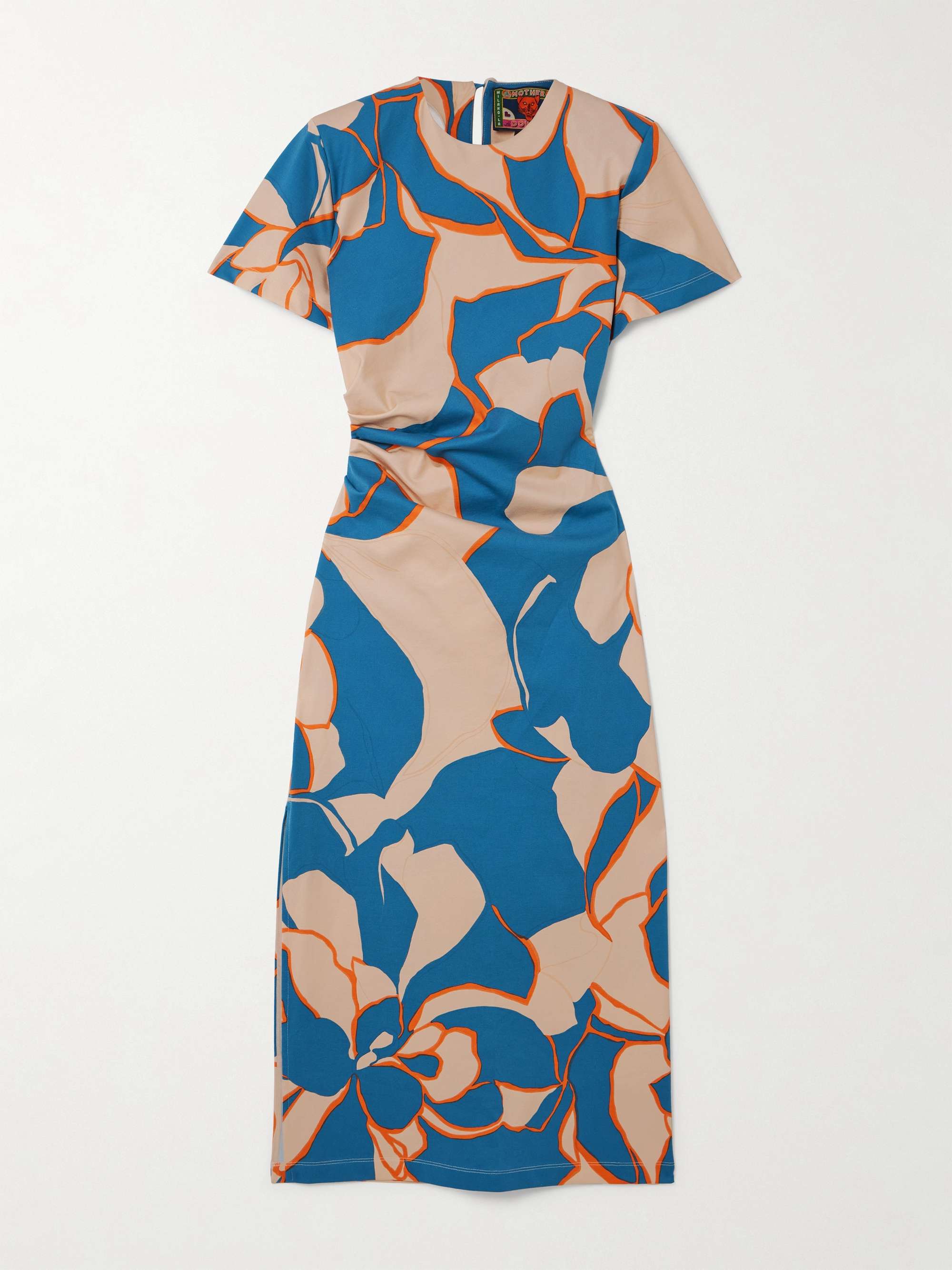 + MOTHER Lela ruched printed cotton-blend jersey midi dress view