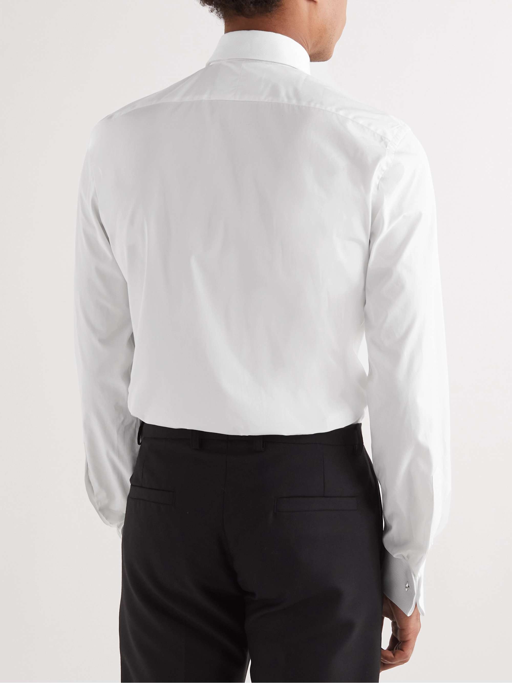 Double-Cuff Cotton-Piqué Tuxedo Shirt view
