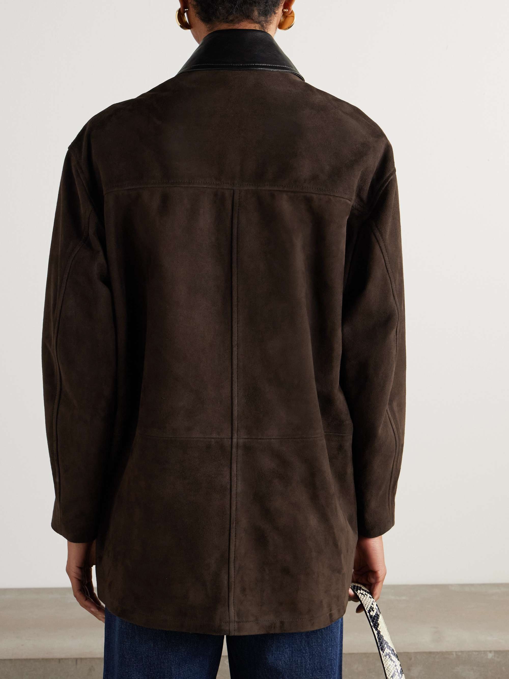Barn leather-trimmed suede jacket view