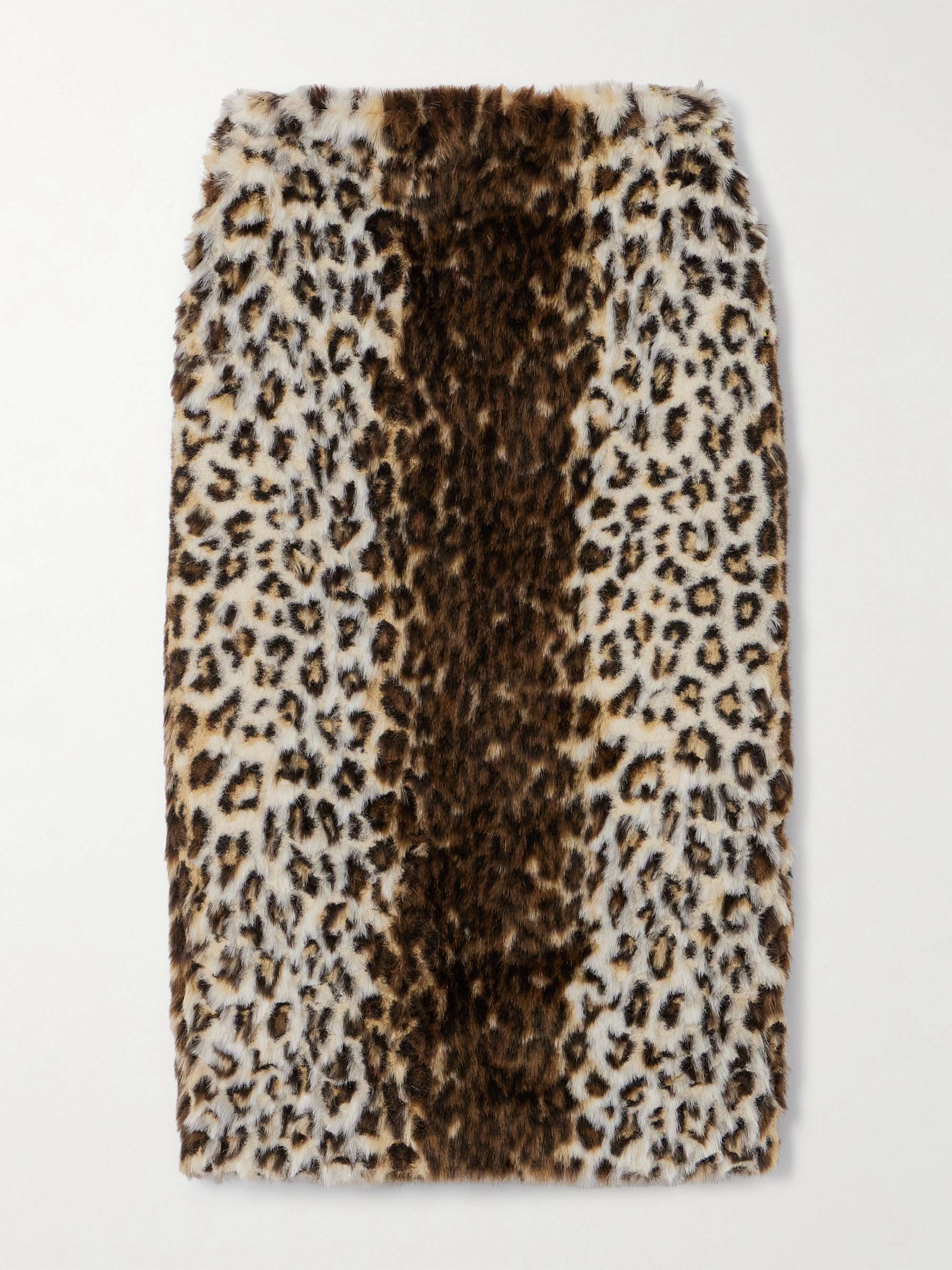 Leopard-print faux fur midi skirt view
