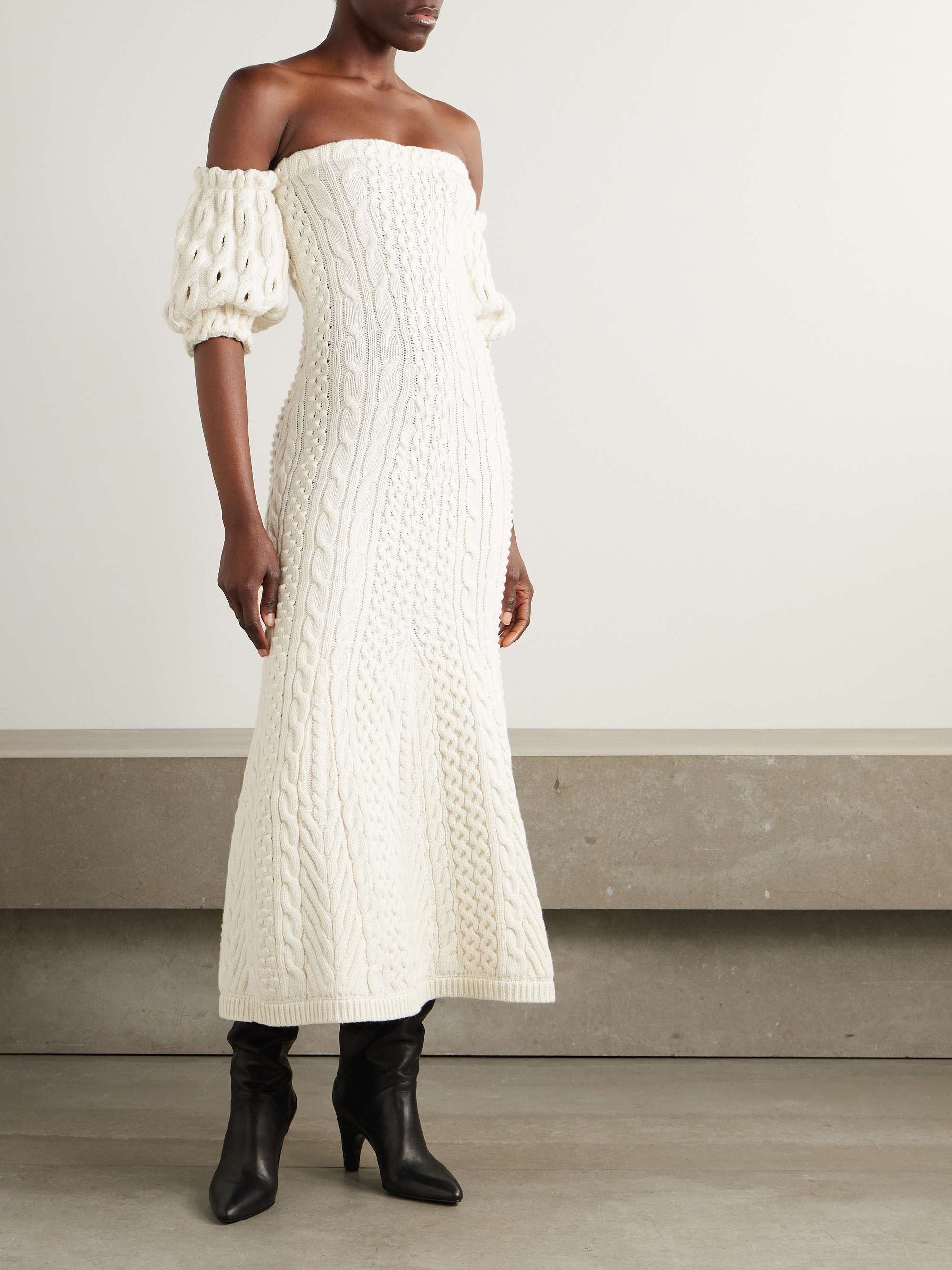 Alastor off-the-shoulder cable-knit wool and cashmere-blend maxi dress view