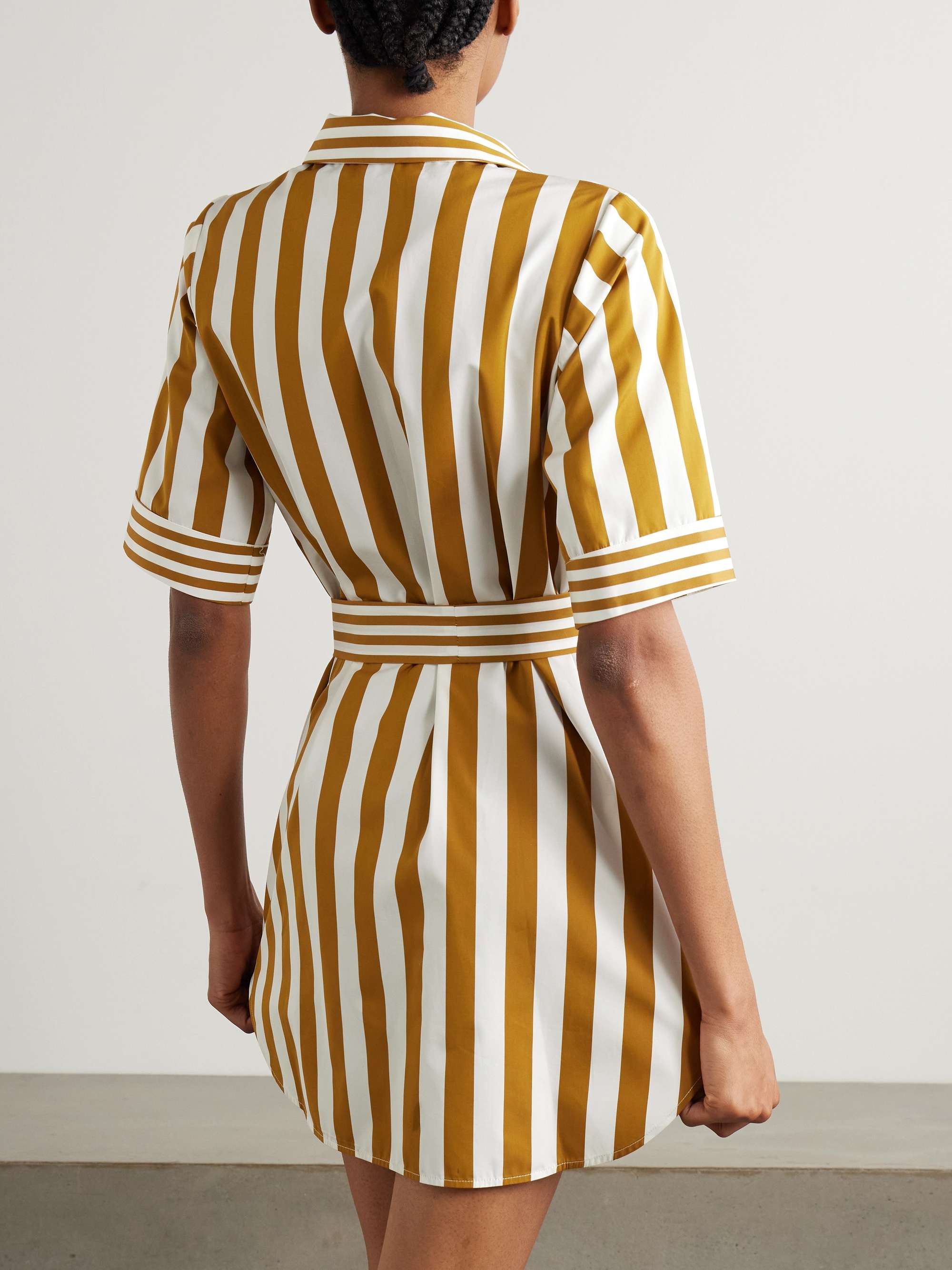 Zouka belted striped cotton-poplin mini dress view