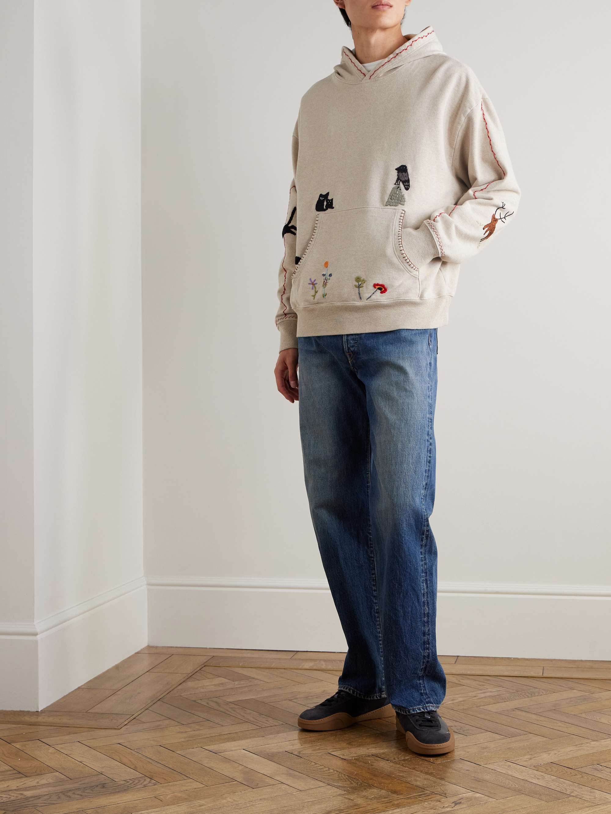 Embroidered Cotton-Jersey Hoodie view