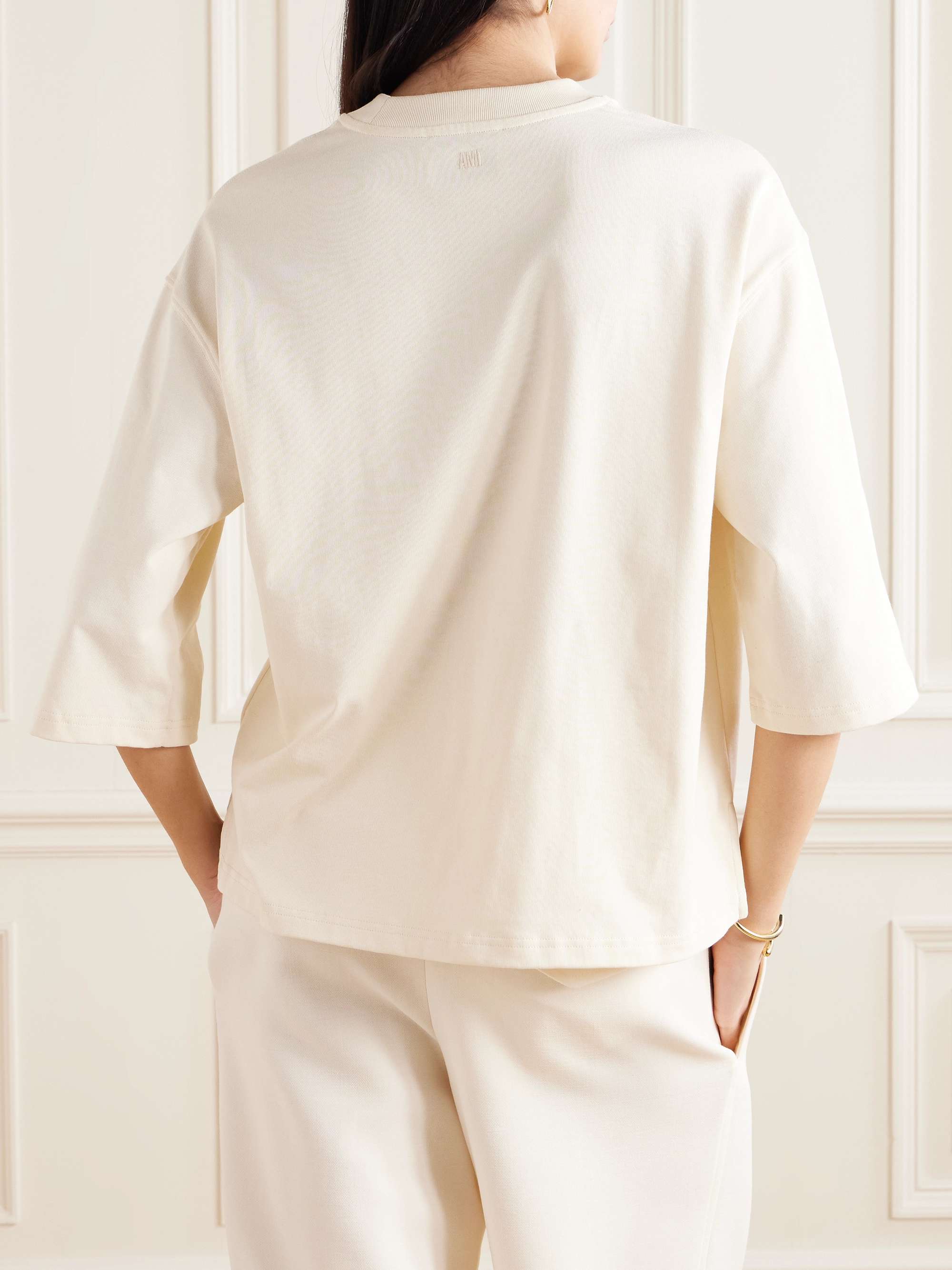 Embroidered organic cotton-jersey T-shirt view