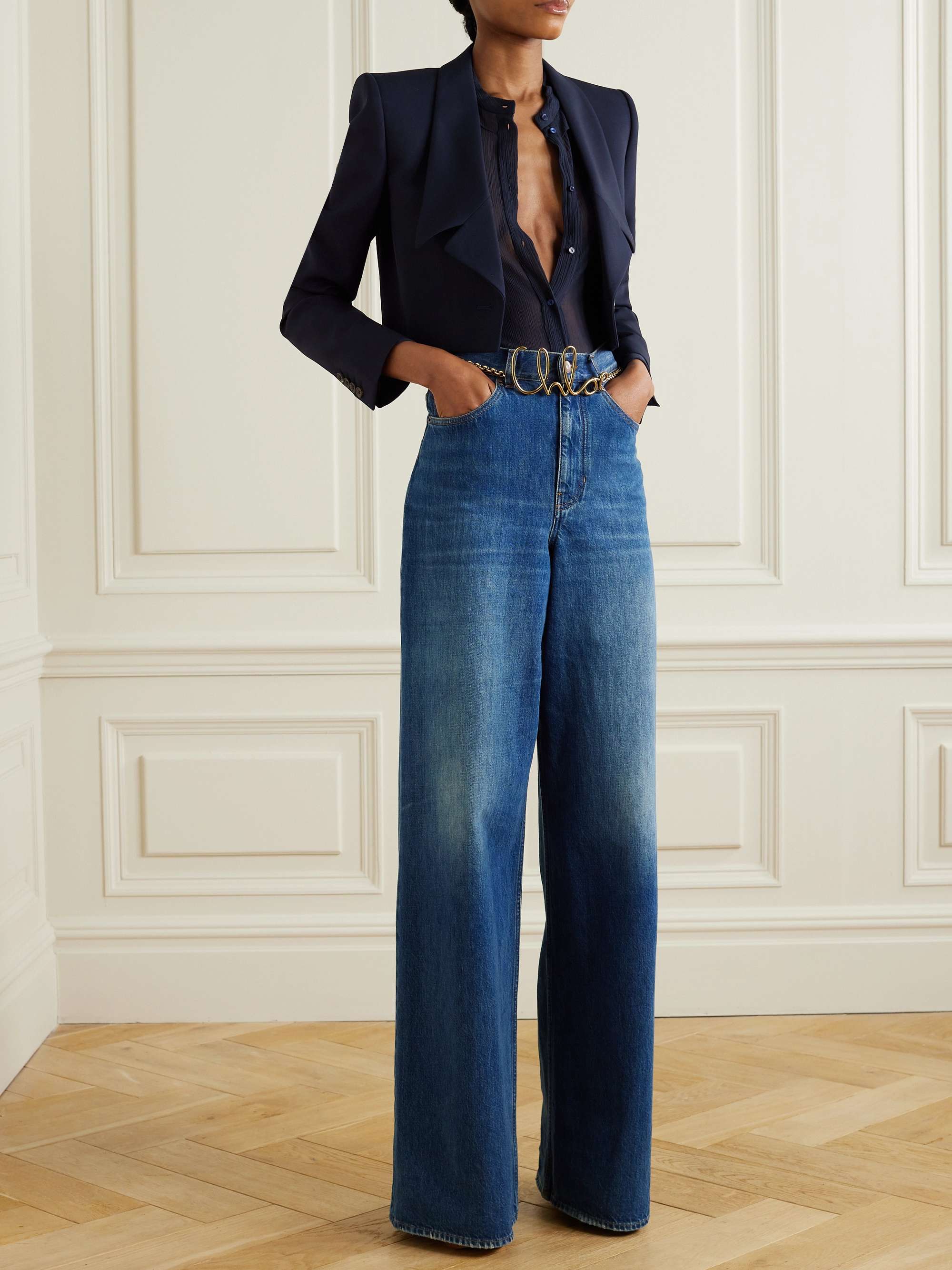 Spencer cropped grain de poudre wool blazer view