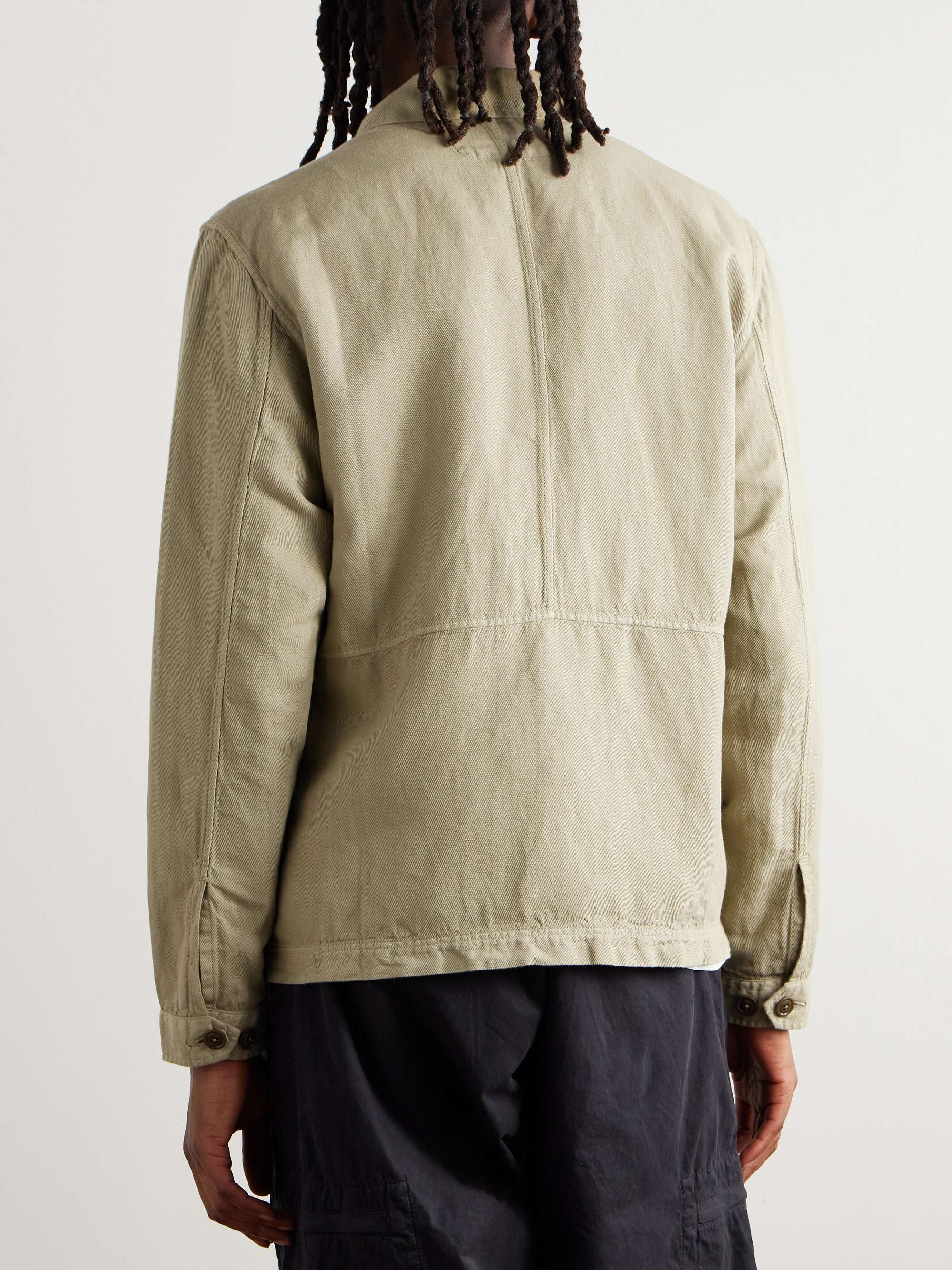 Logo-Embroidered Cotton and Linen-Blend Overshirt view