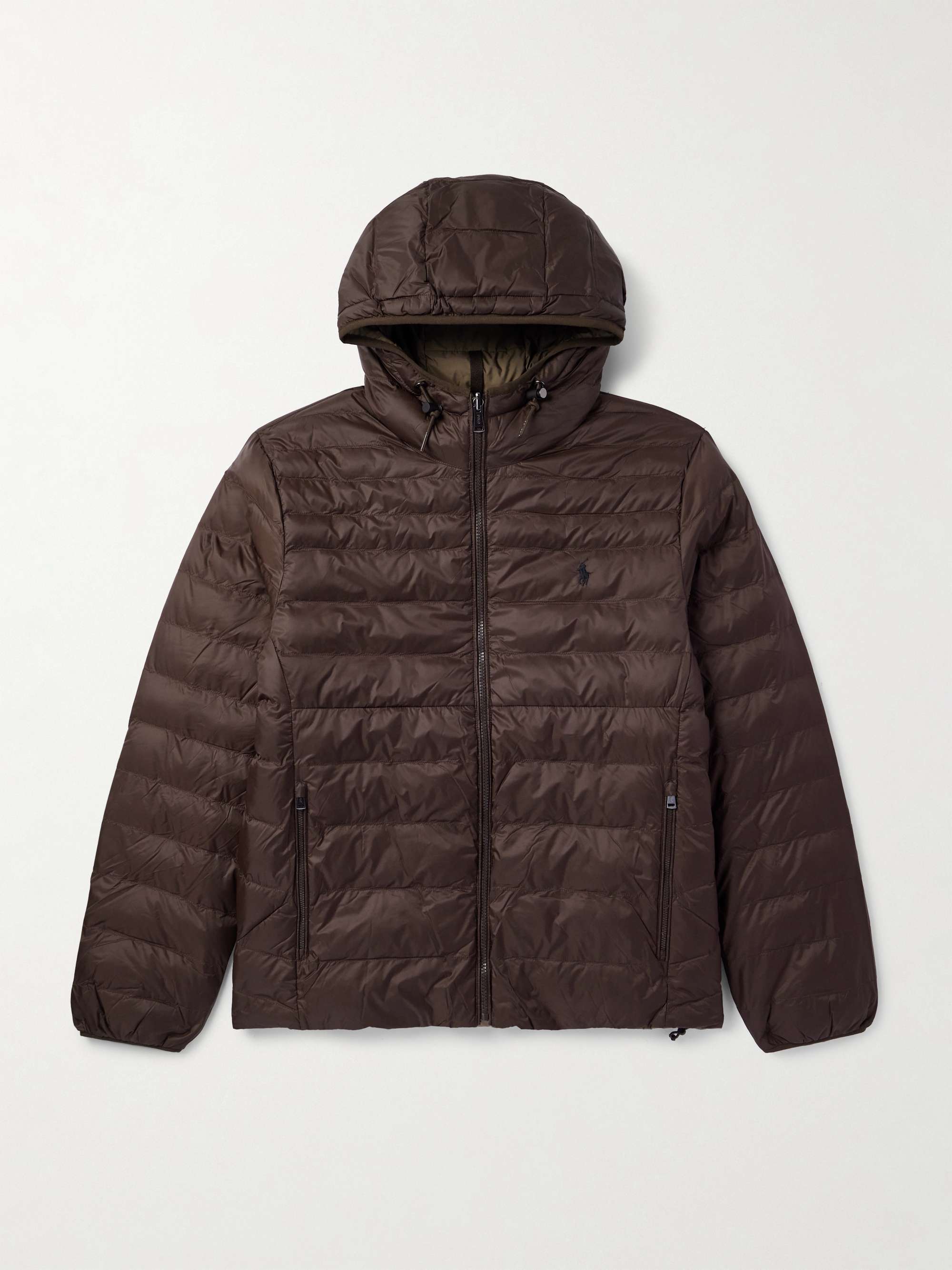 Logo-Embroidered Quilted Nylon Hooded Jacket view