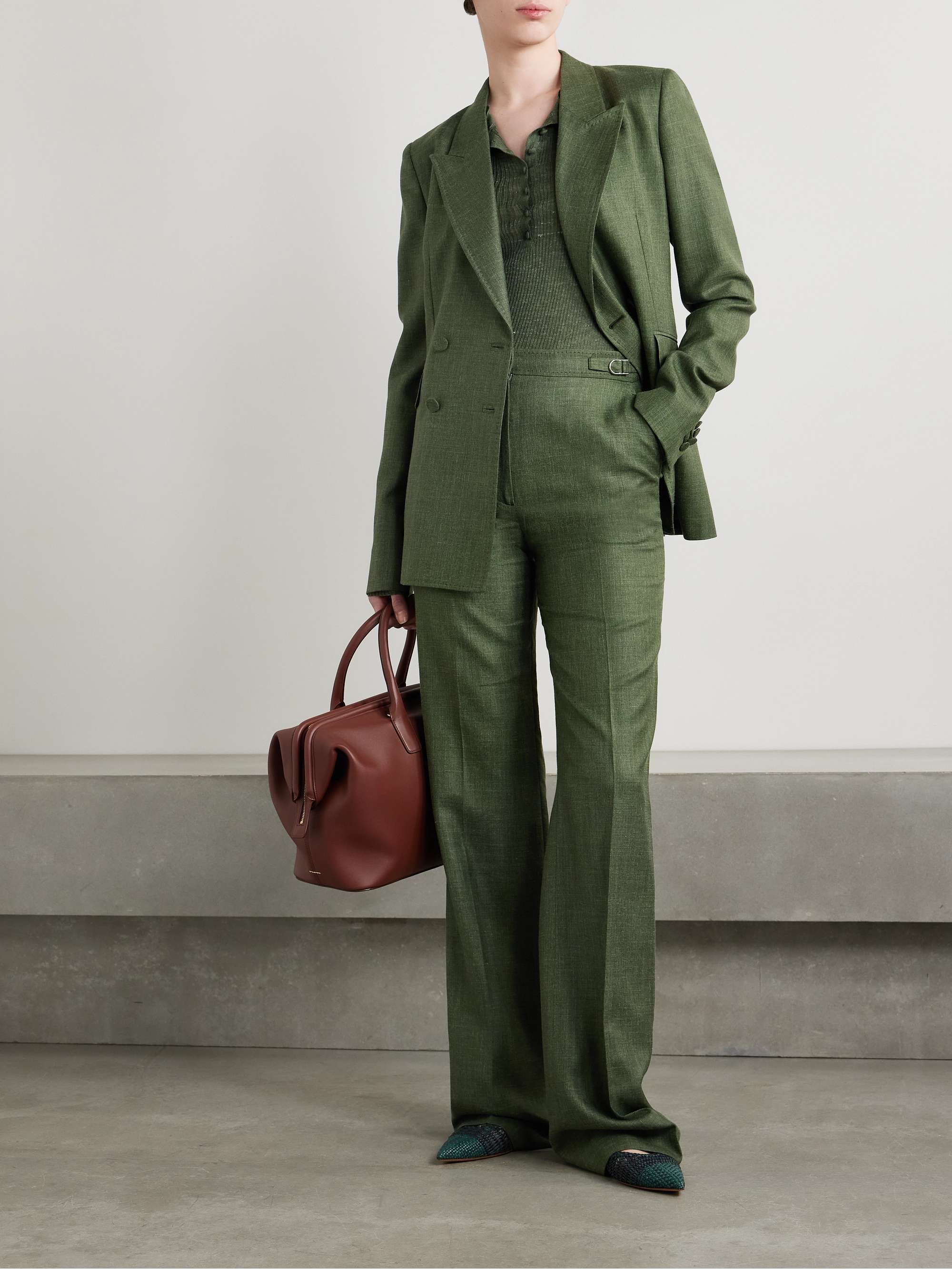 Vesta wool, silk and linen-blend flared pants view