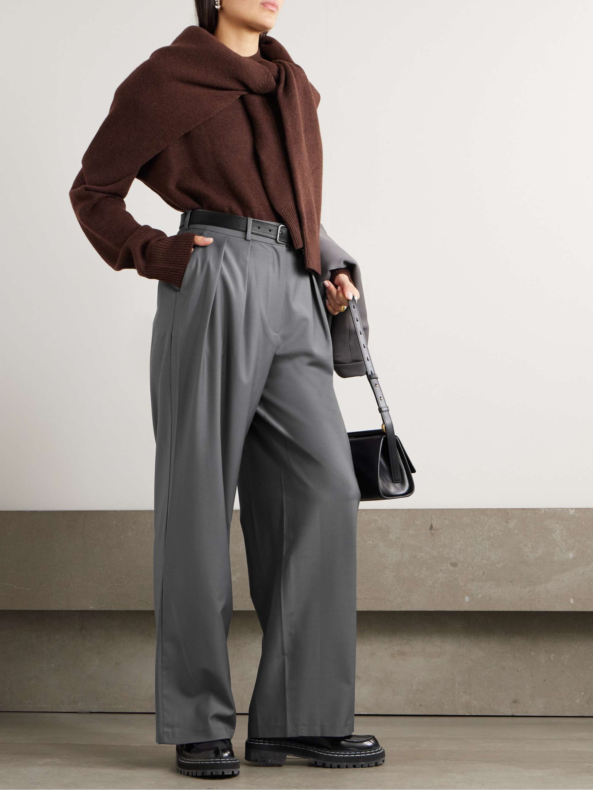 Ripley pleated grain de poudre wide-leg pants view