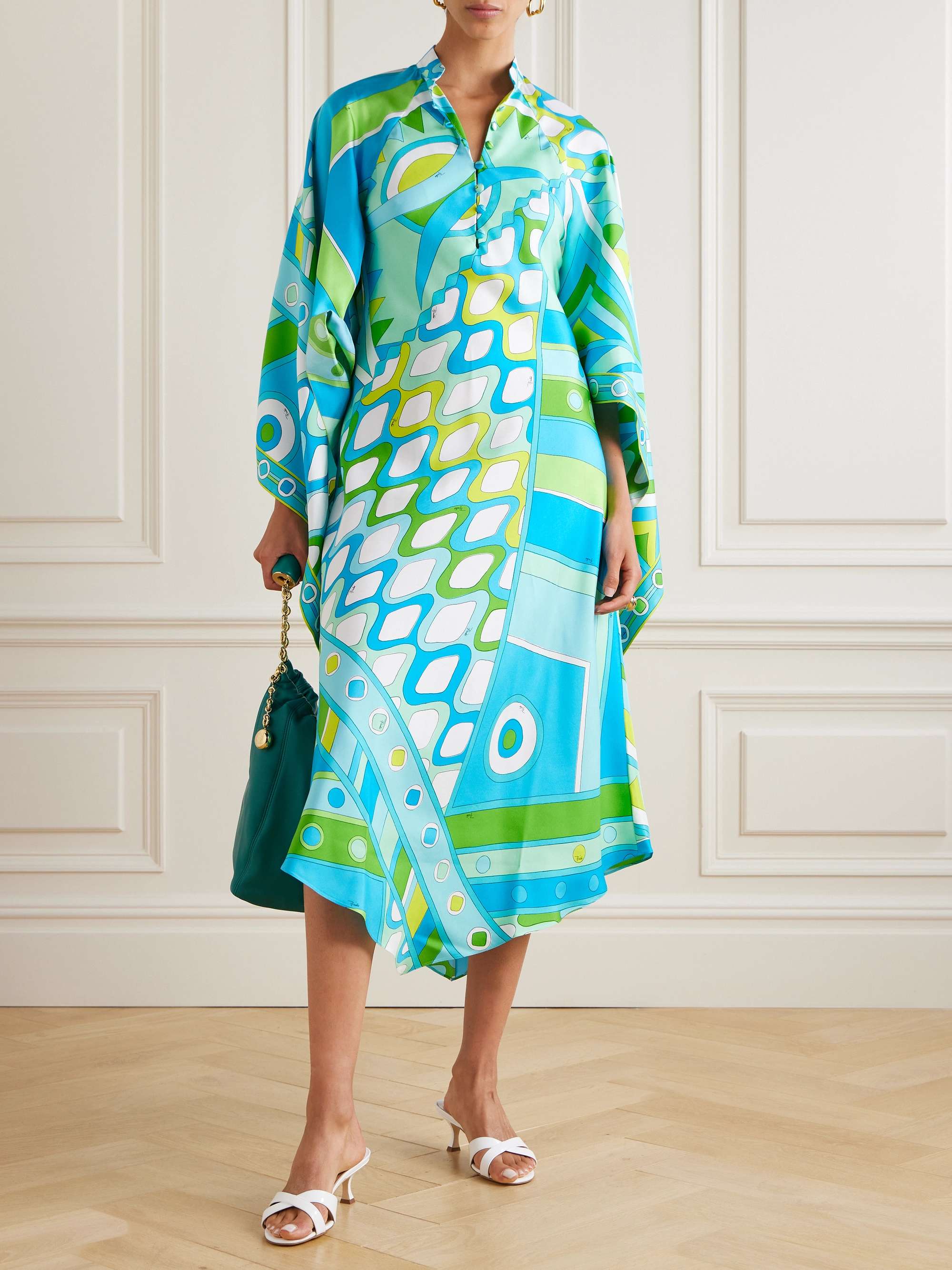 Printed silk-twill kaftan view