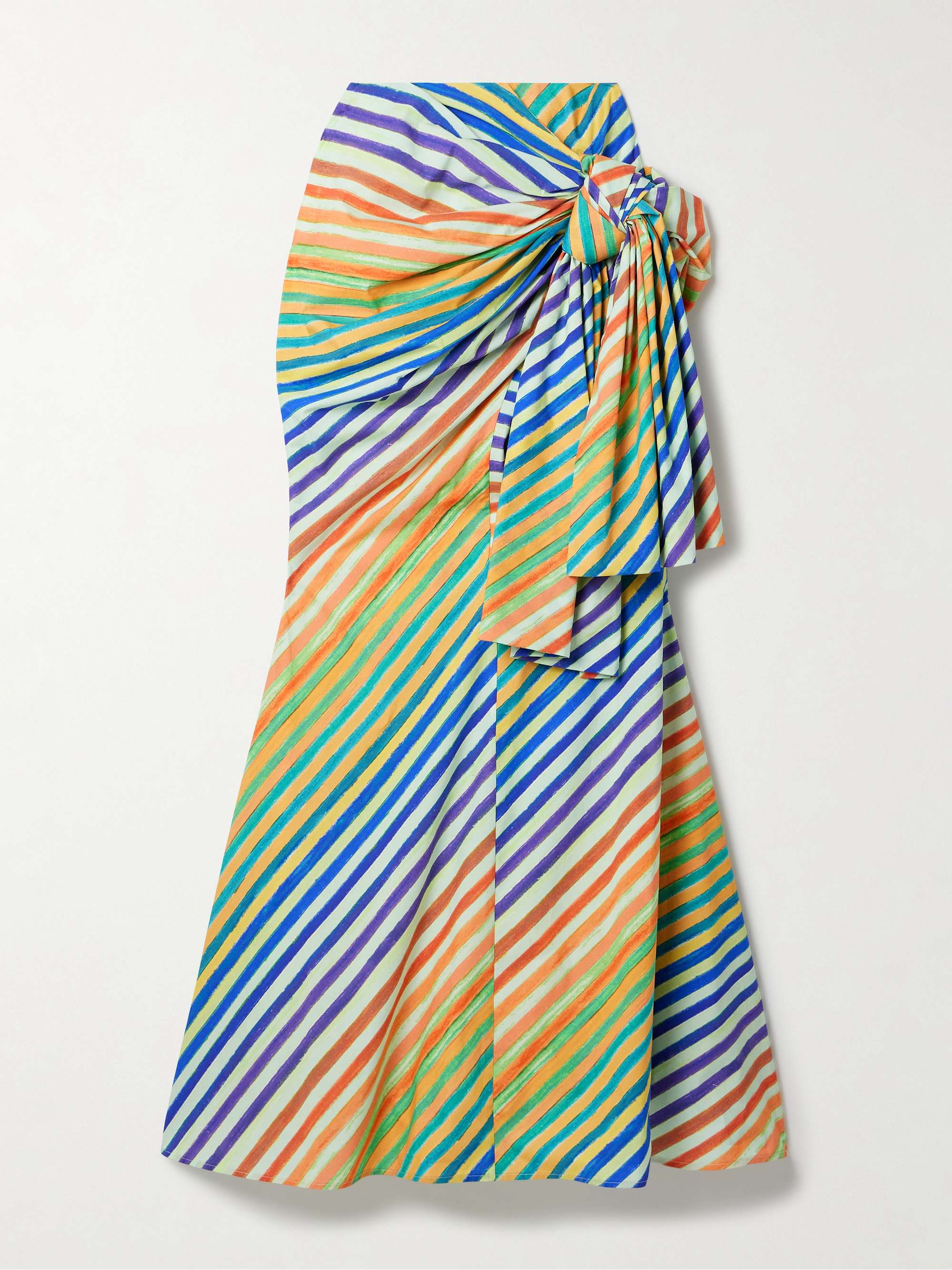 Crayon knotted striped cotton-poplin maxi skirt view