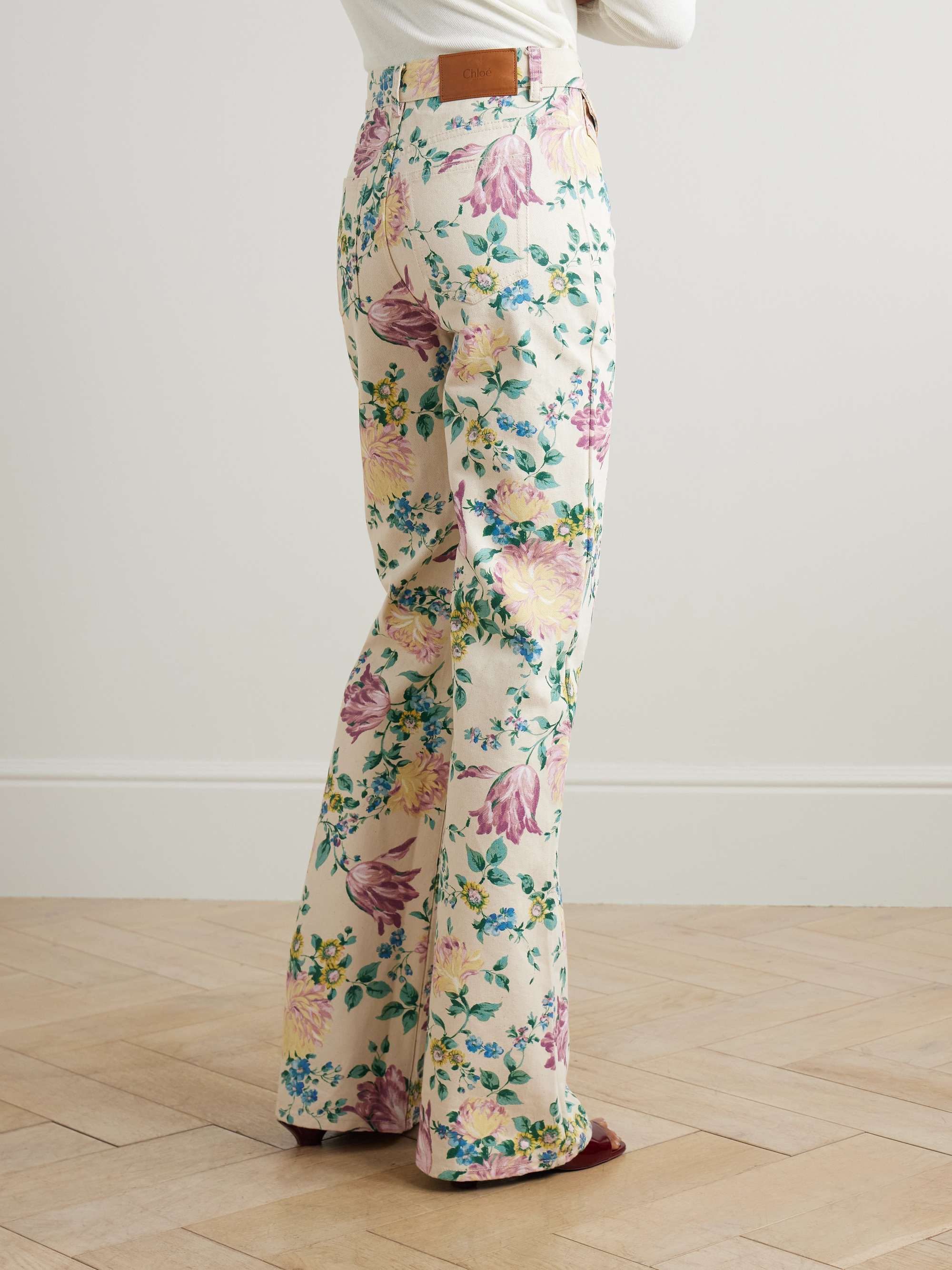 Floral-print high-rise straight-leg jeans view