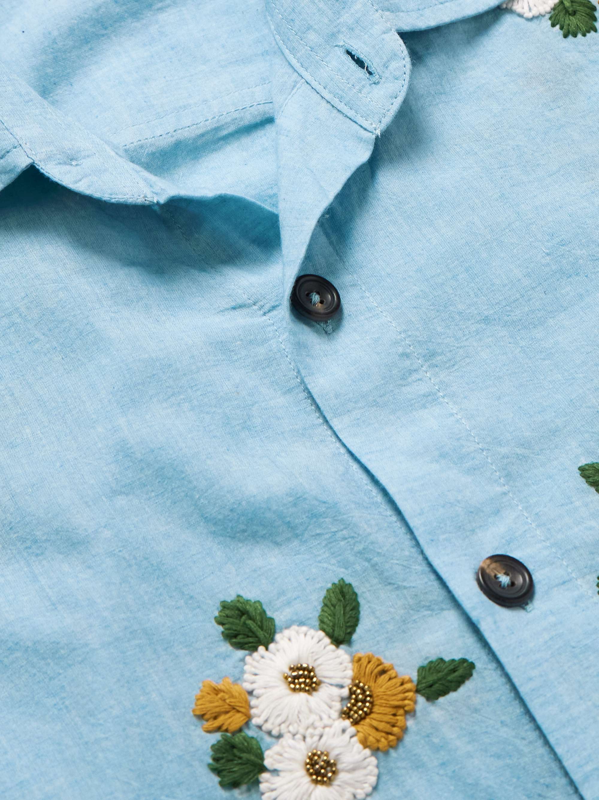 Floral-Embroidered Embellished Cotton Shirt view
