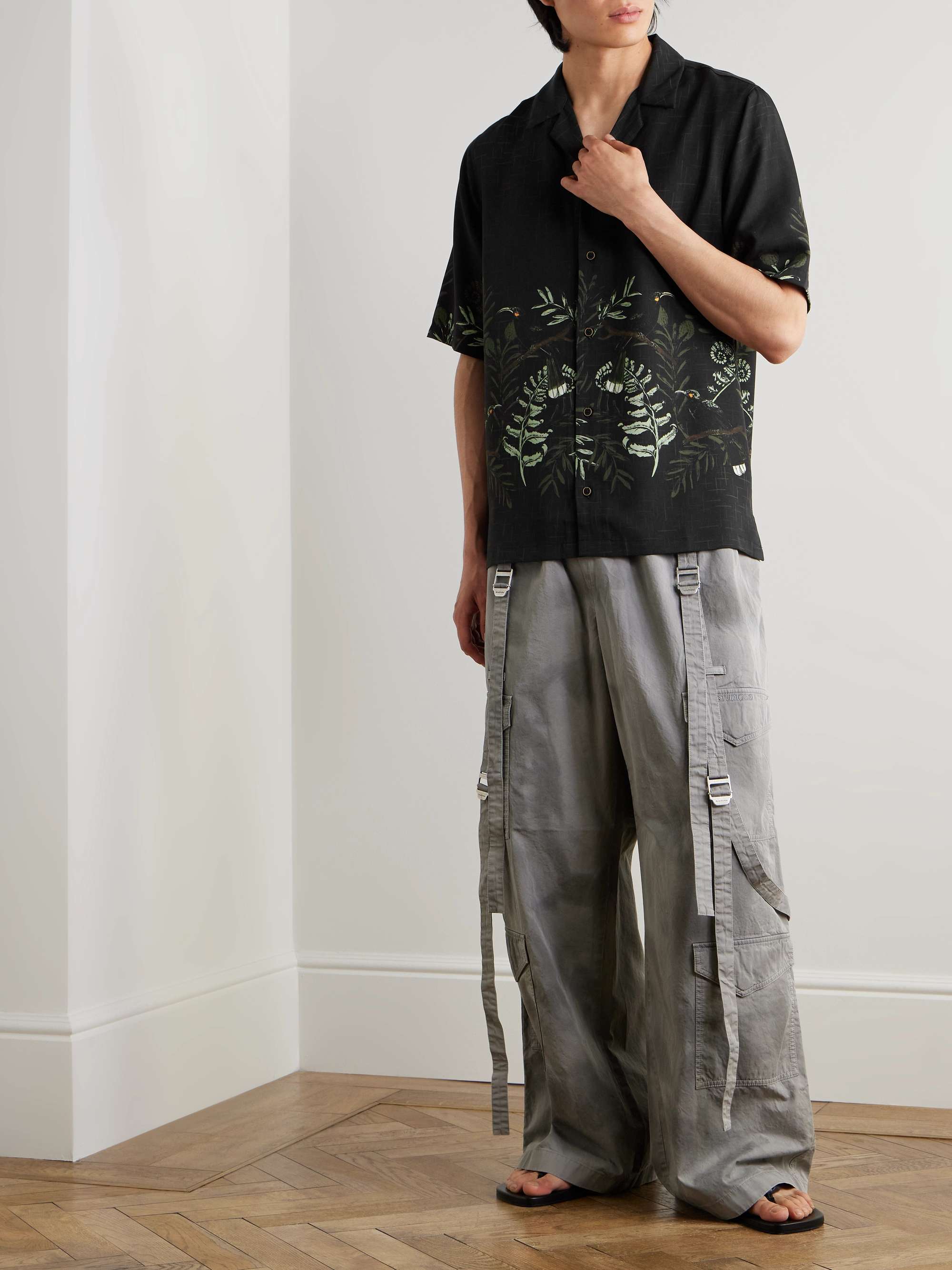 Camp-Collar Printed Lyocell-Twill Shirt view