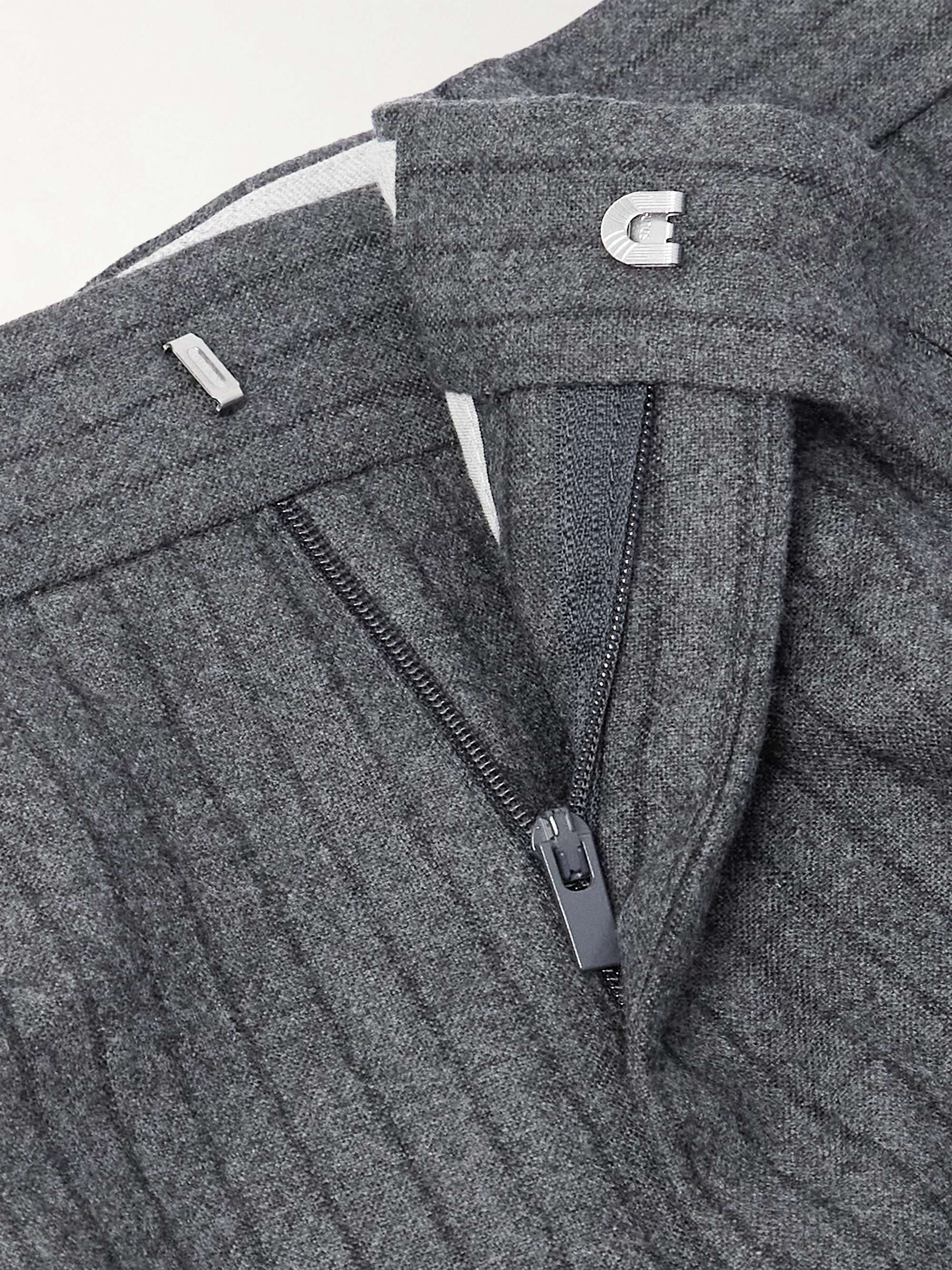 Straight-Leg Pleated Striped Wool-Flannel Suit Trousers view