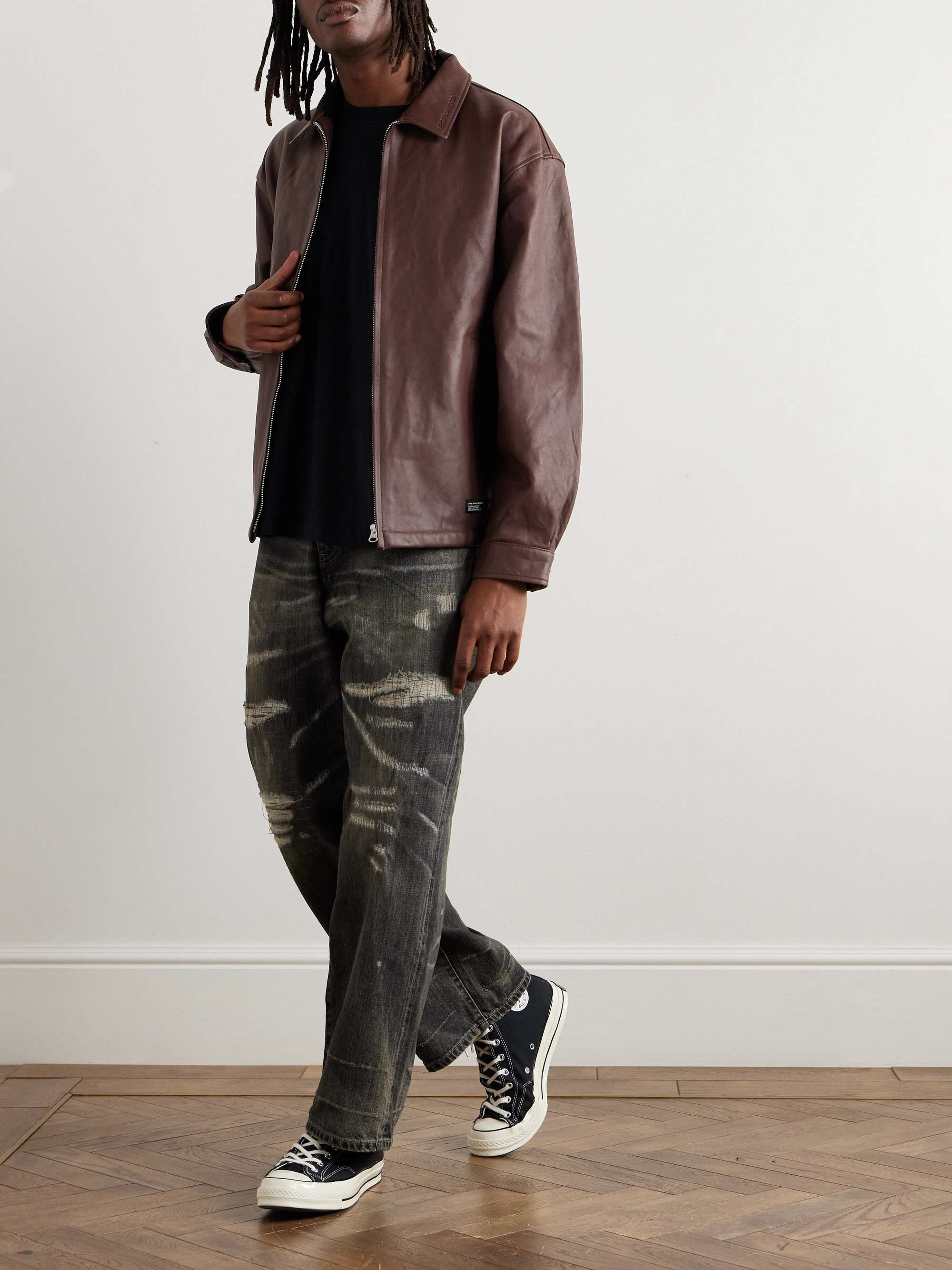 Logo-Appliquéd Leather Jacket view
