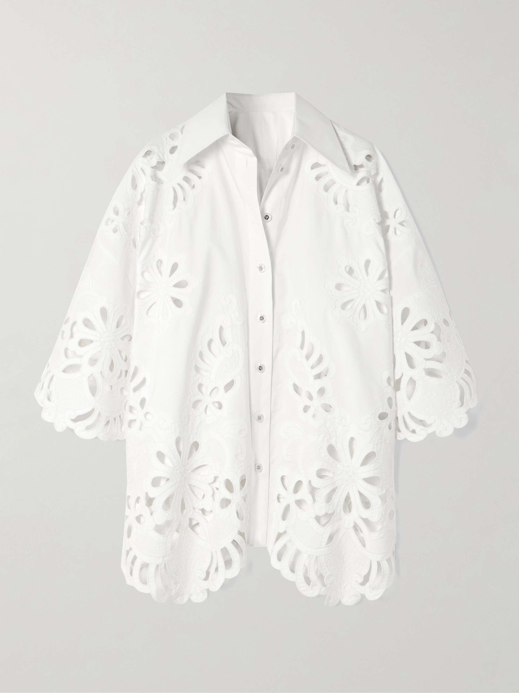 Oversized scalloped broderie anglaise cotton-poplin shirt view