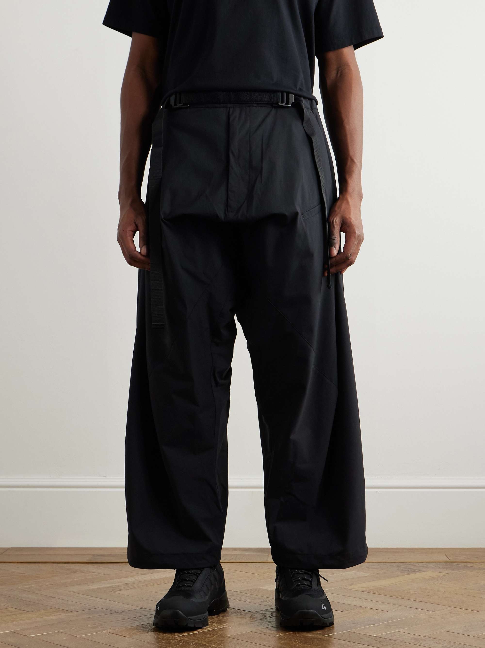 P30BL Wide-Leg Belted Layered Encapsulated Nylon Cargo Trousers view